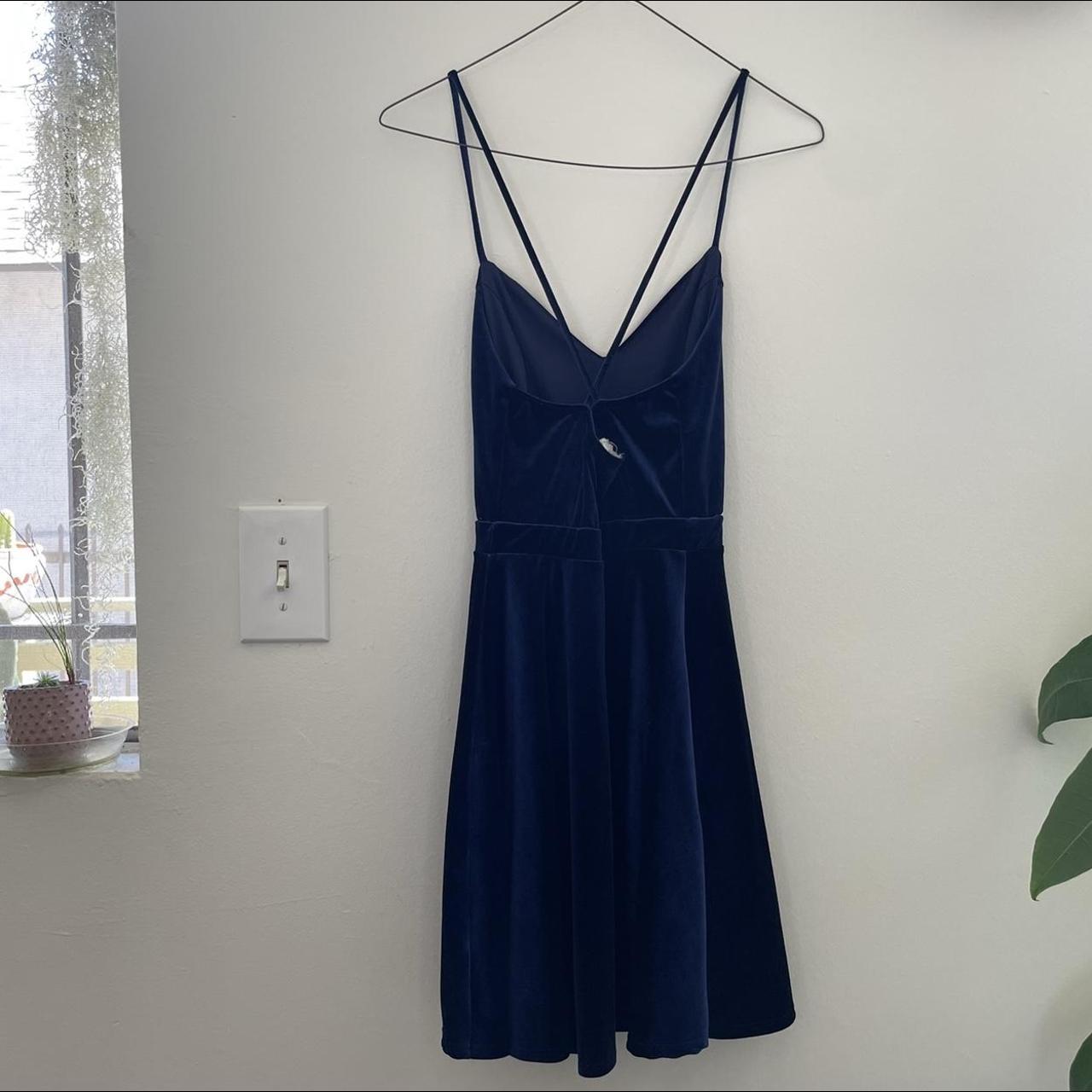 Blue navy velvet short dress from Urban Renewal, the... - Depop