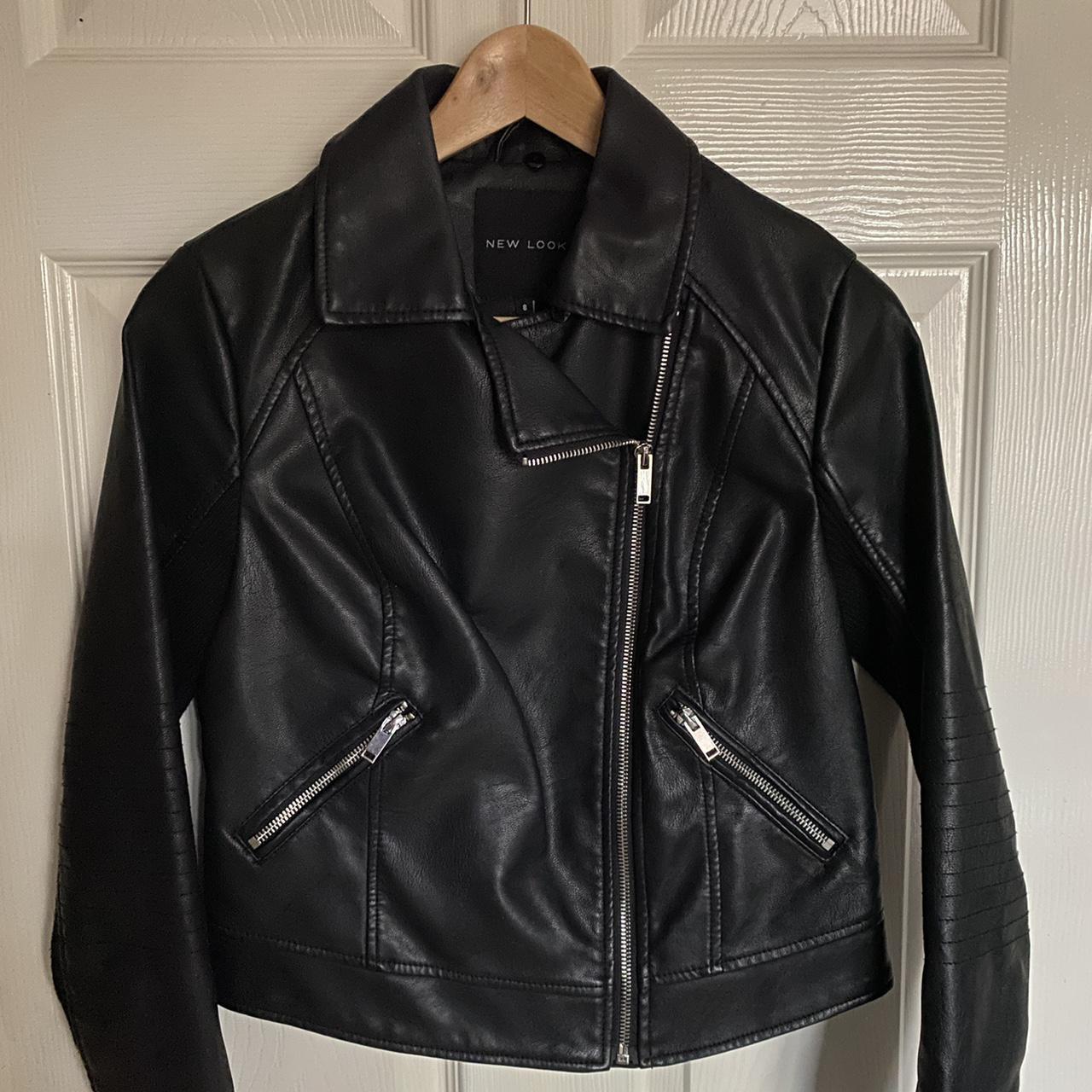 New look faux leather jacket with zip pockets/ zip... - Depop