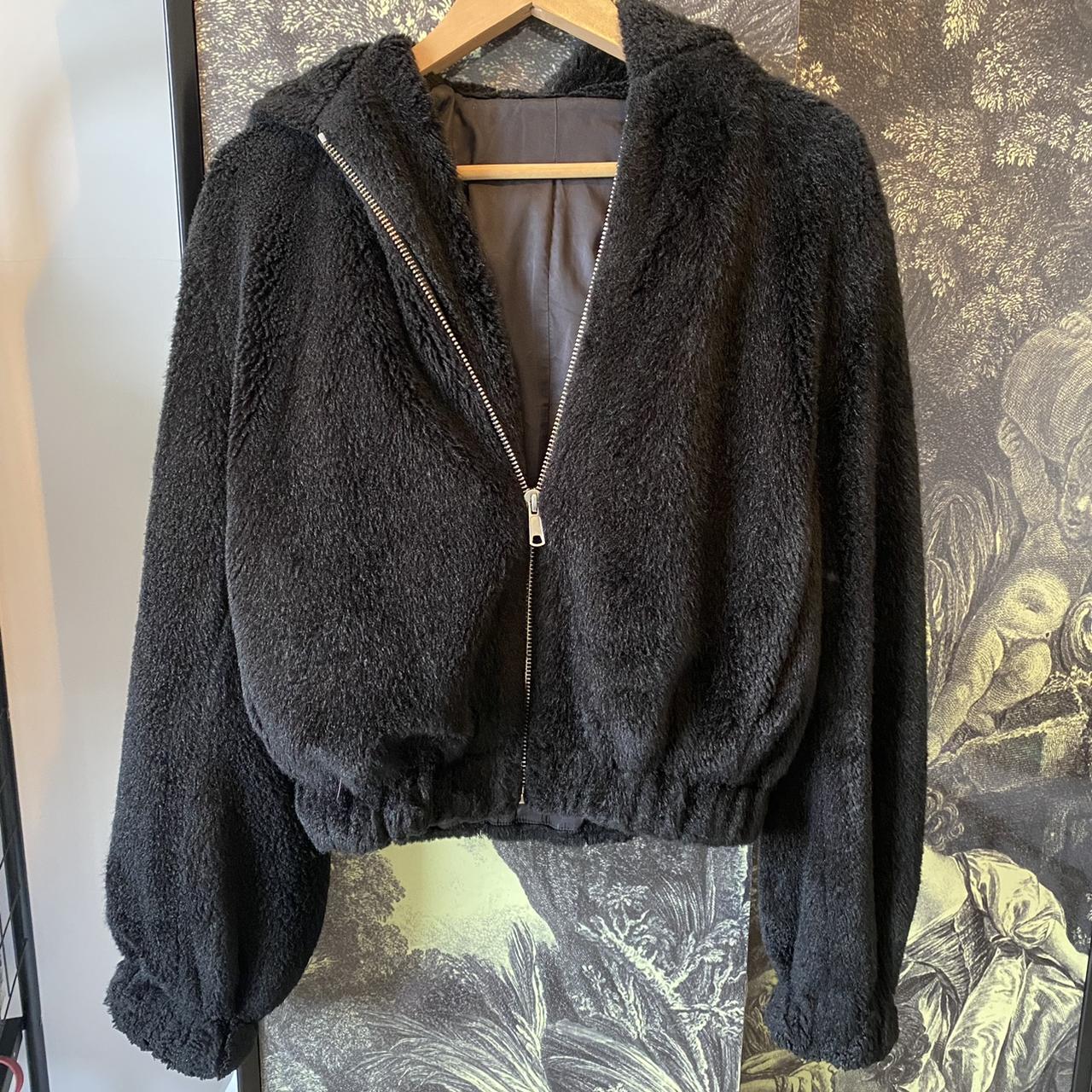 HELMUT LANG FAUX FUR BOMBER. BLACK Size. Depop