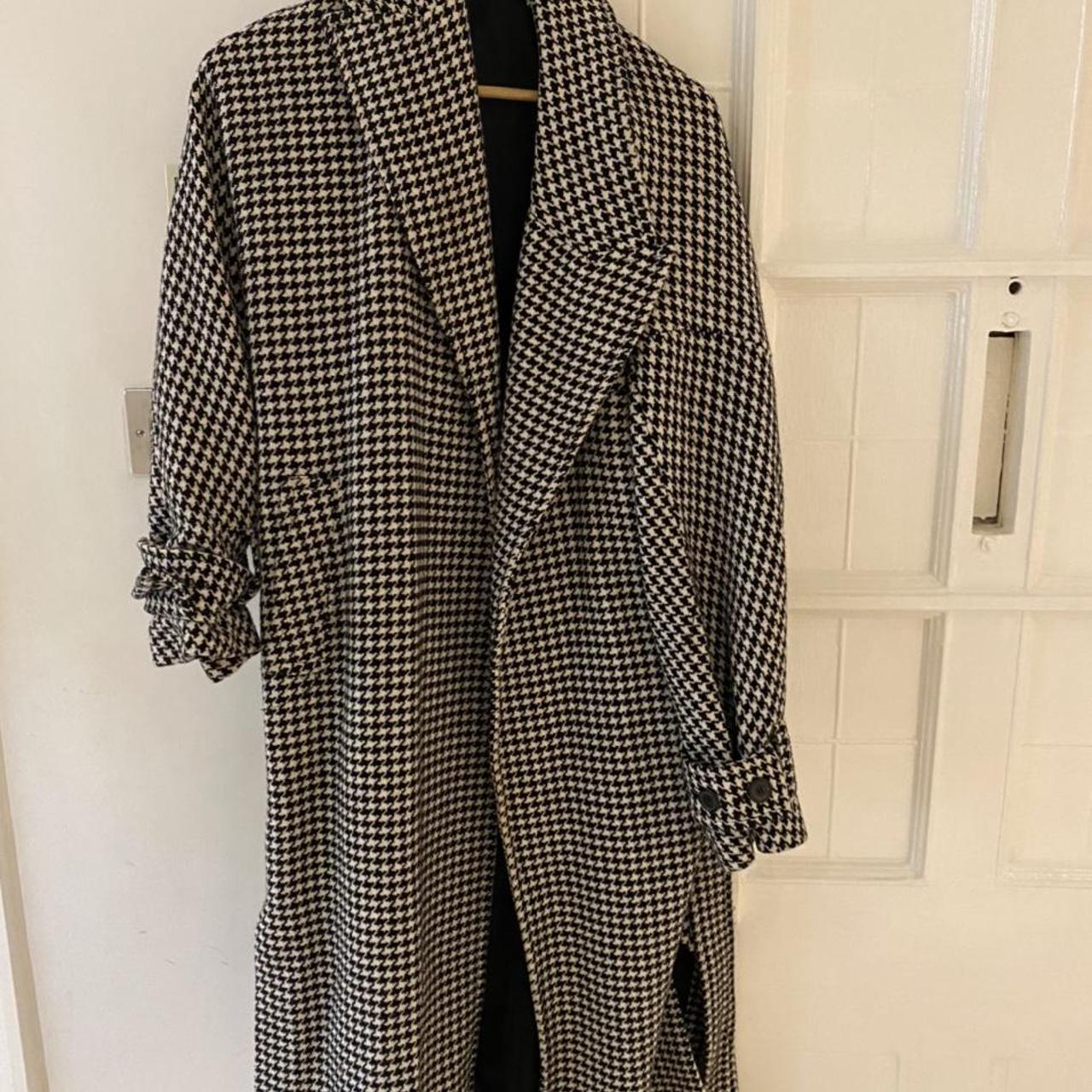 Zara Long Checkered Coat zaracoatwomen Depop