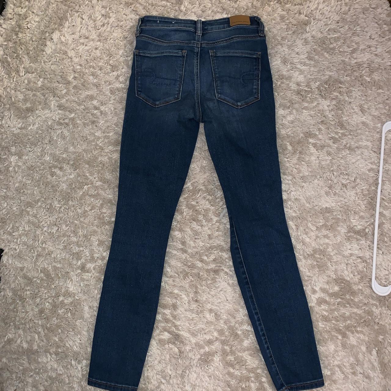 American eagle distressed dark wash blue jeggings