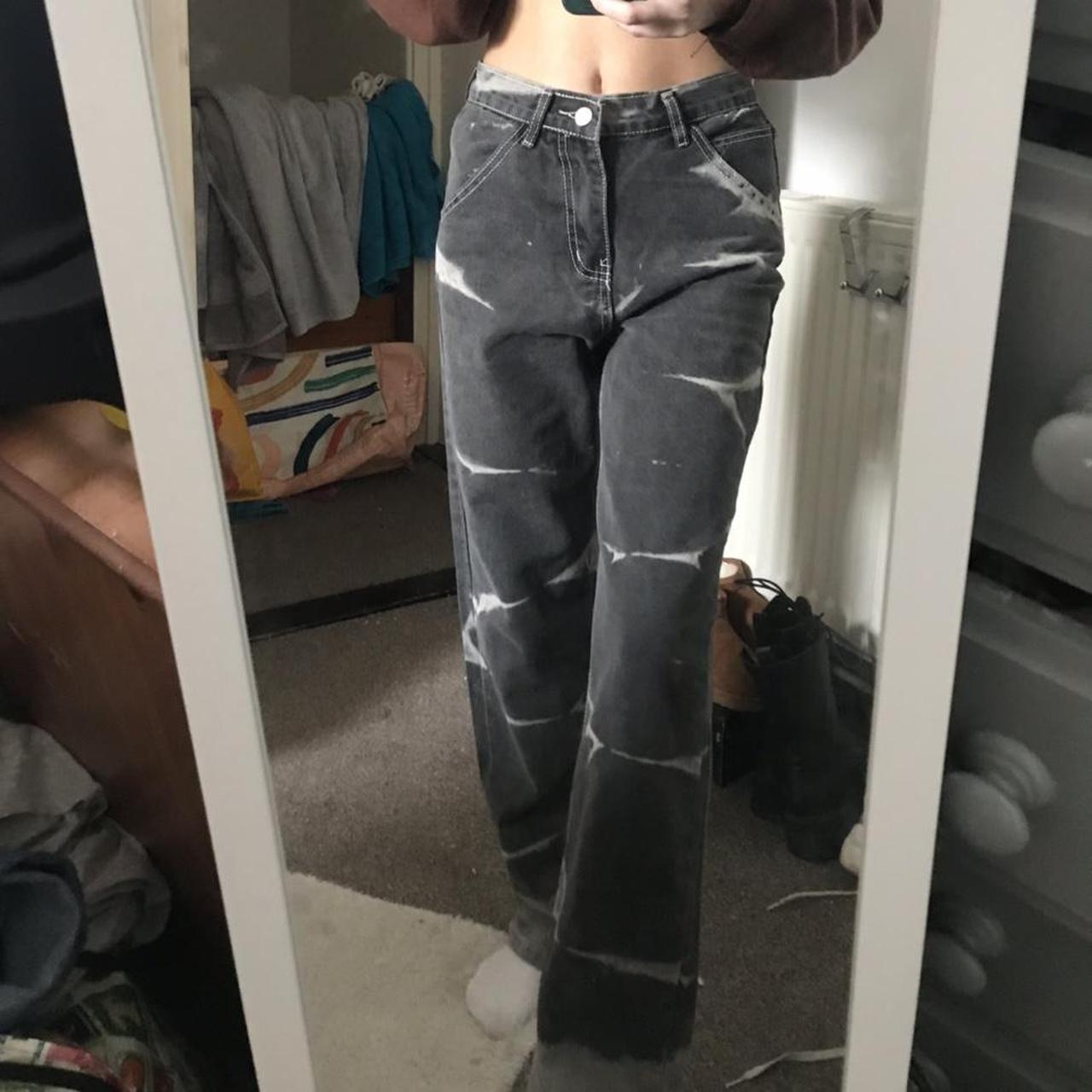 Really cool y2k straight leg high waisted grey jeans... - Depop