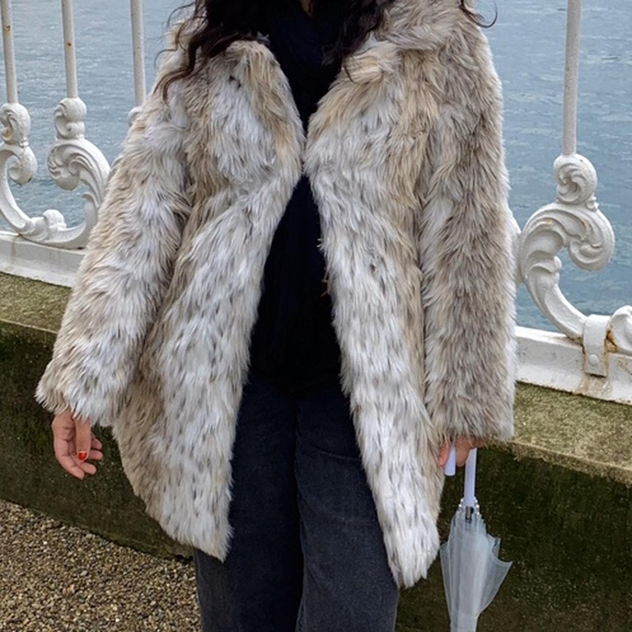 QED London faux fur coat... worn just once! size... - Depop