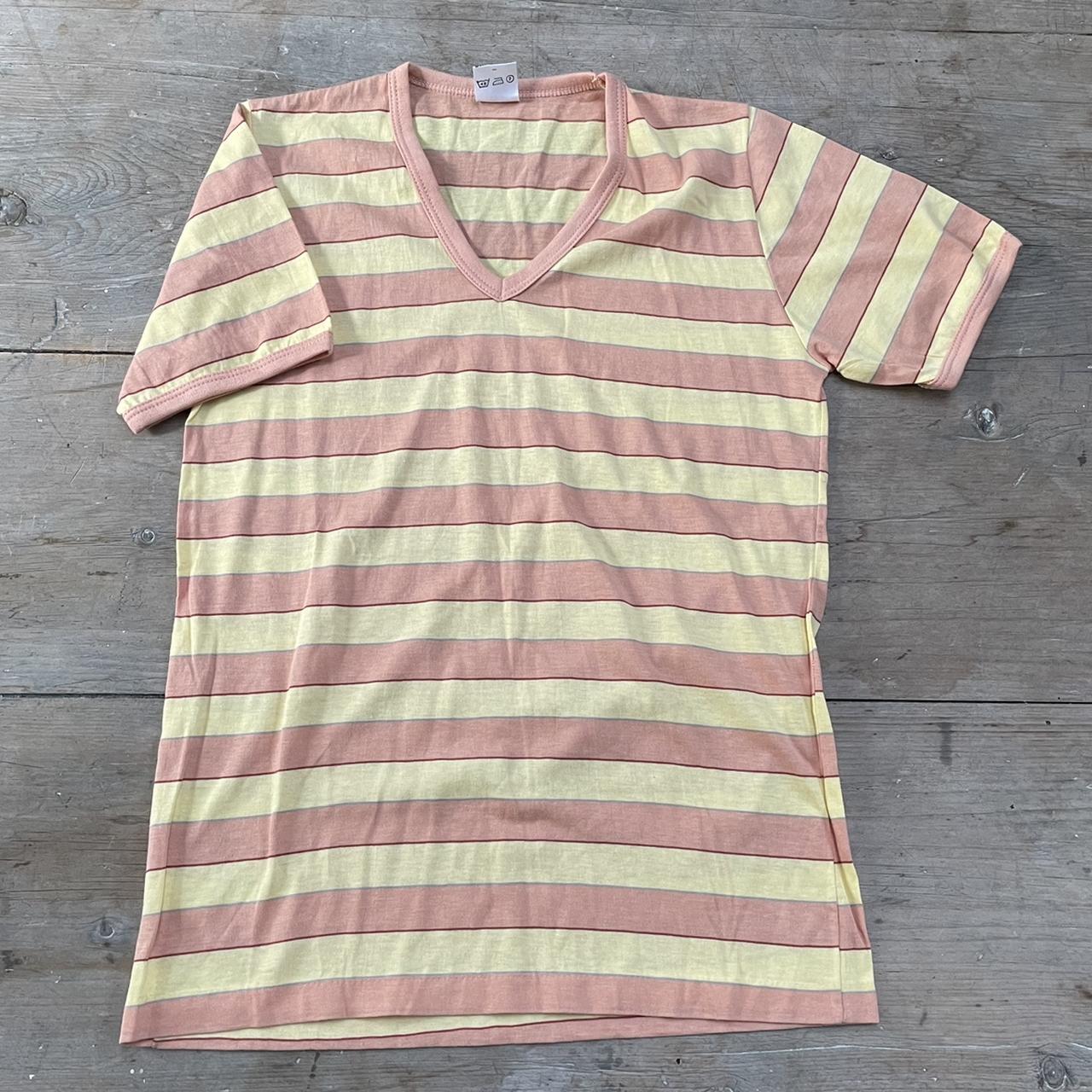 Vintage 1970s 1980s Pastel Blank Ringer T-Shirt.... - Depop