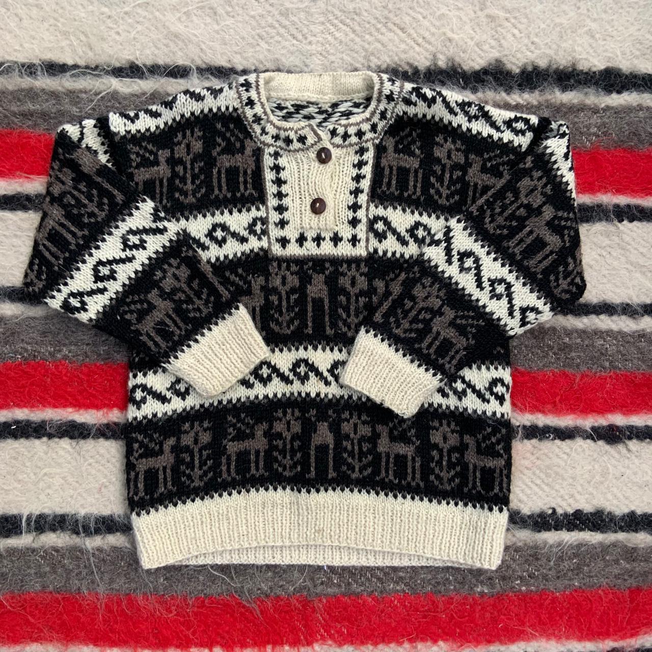 Vintage 1970s 1980s Wool Knit Pullover Jumper. Size... - Depop