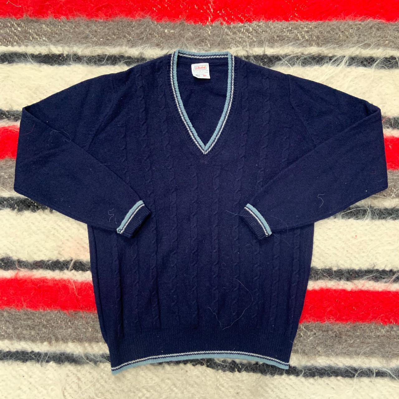 Vintage 1970s 1980s Navy St Michael Knit Jumper.... - Depop