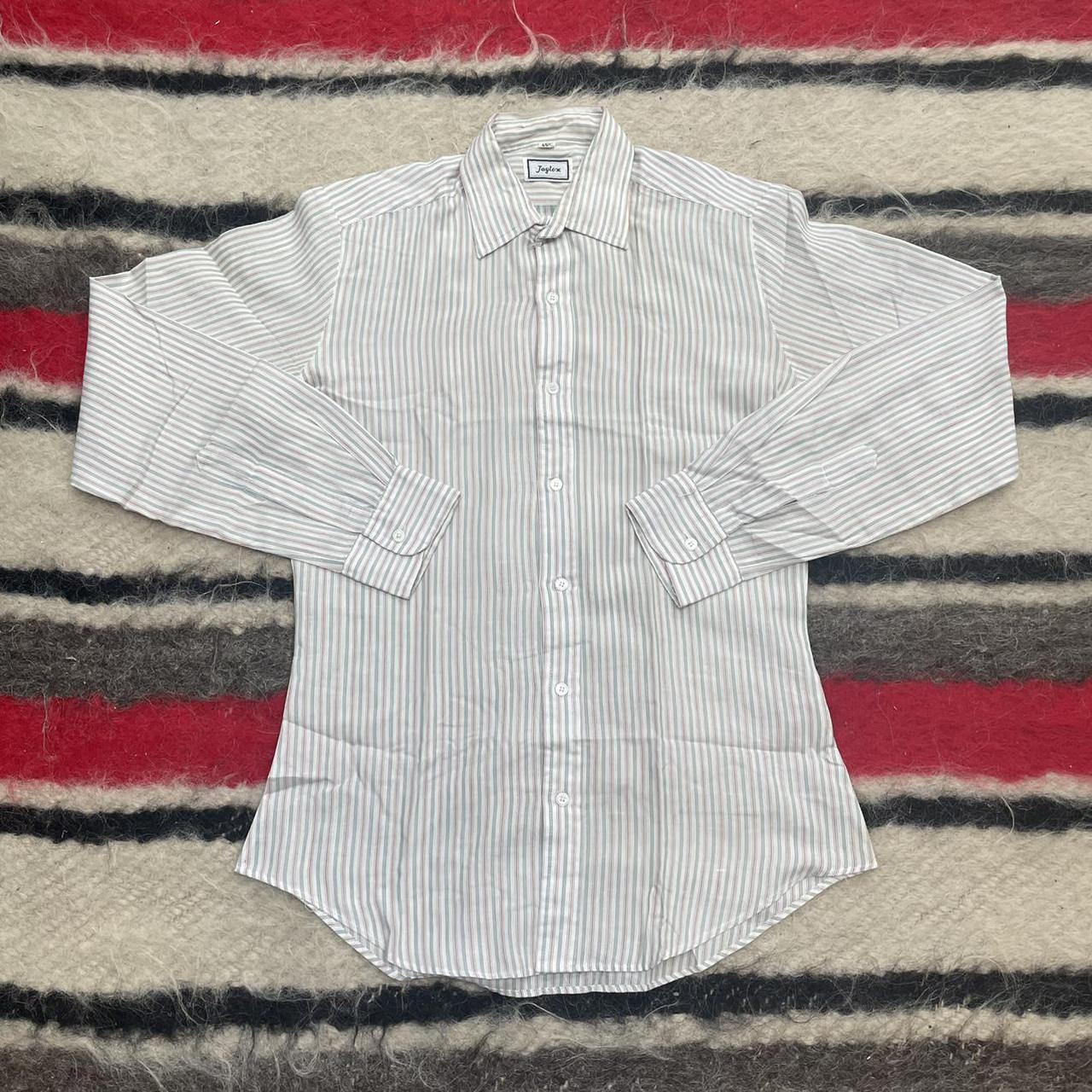 Vintage 1970s 1980s White Striped Button up Shirt... - Depop