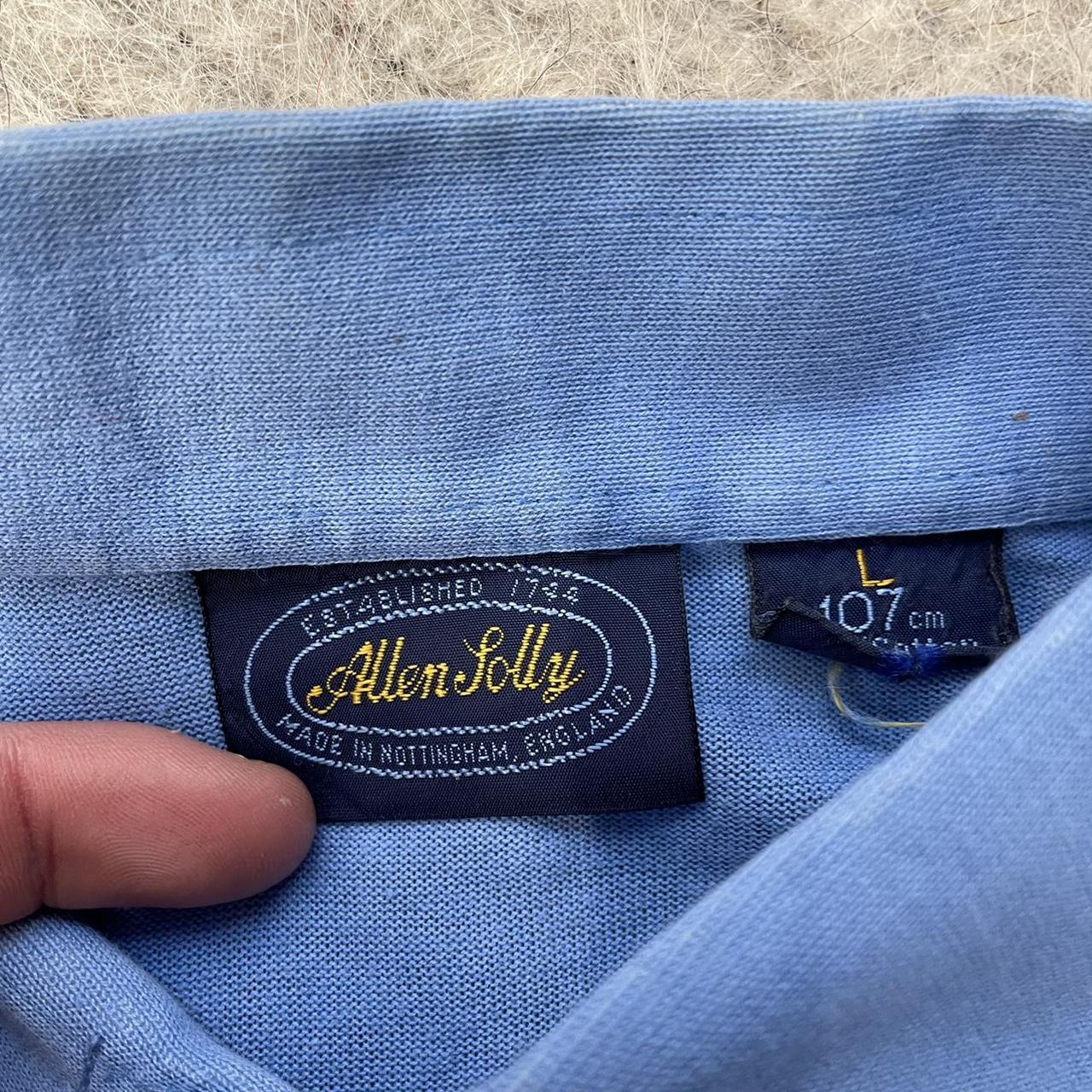 Vintage 1970s 1980s Blue Allen Jolly Button Up Polo... - Depop