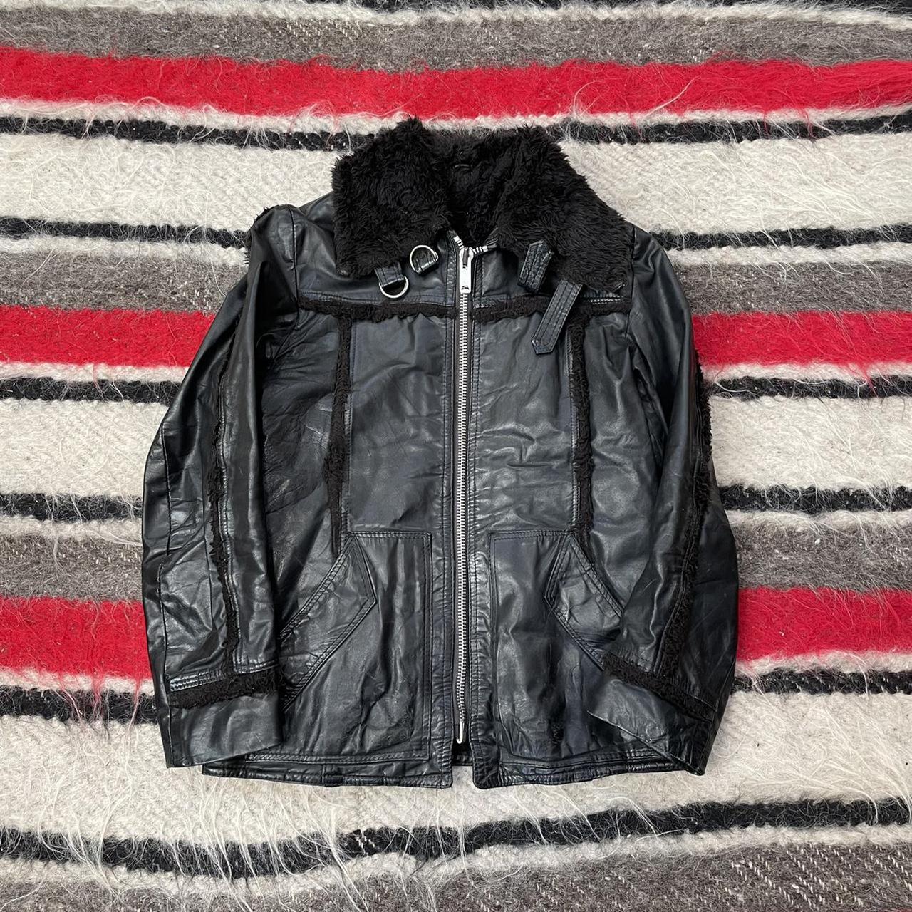 Vintage 1970s 1980s Black Zip Up Leather Jacket Coat... - Depop