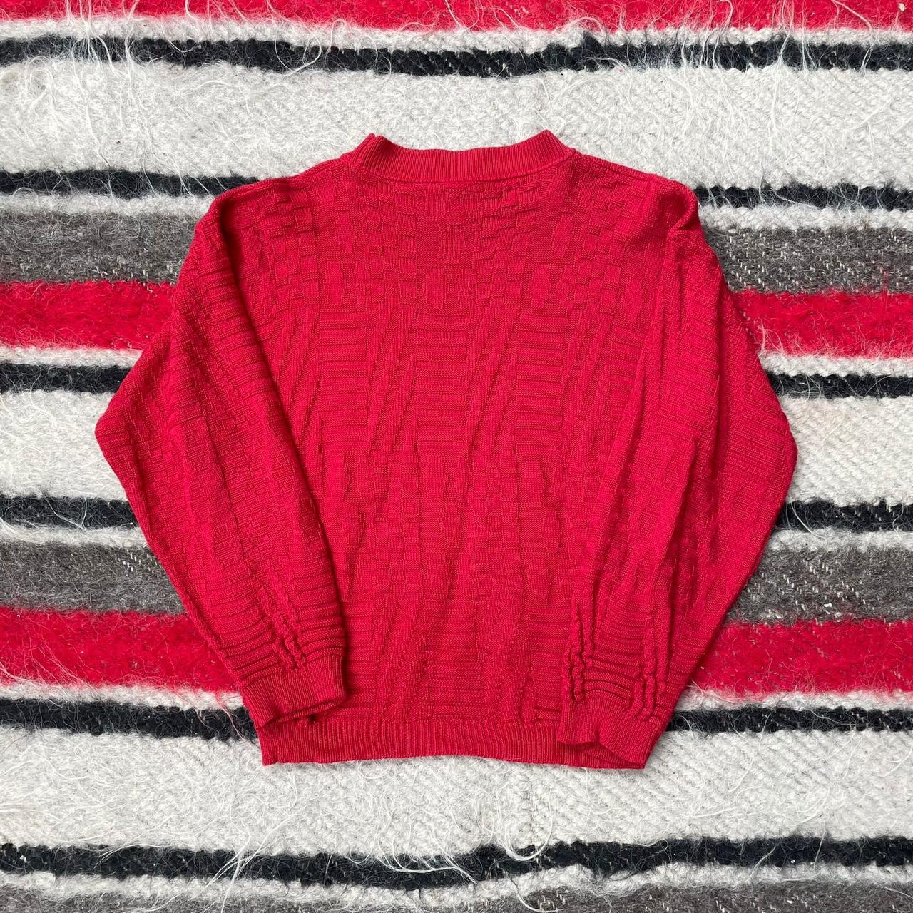 Vintage 1960s 1970s Red Laurie Stacey Patterned Knit... - Depop