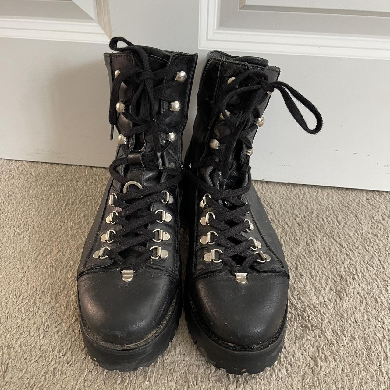 AllSaints Franka leather hiking boots in black. Size... - Depop