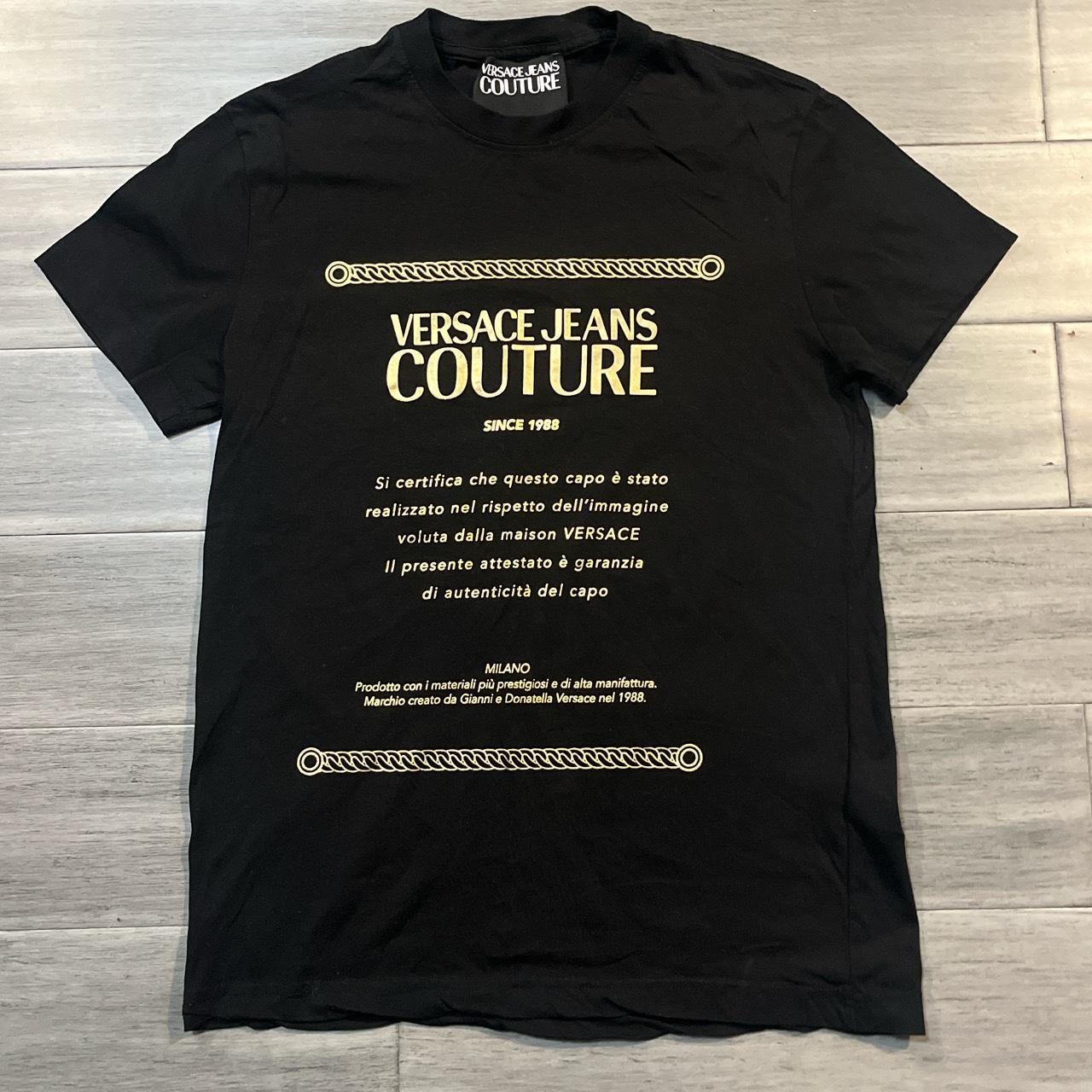 Versace Jeans Couture Men's Black and Gold T-shirt | Depop