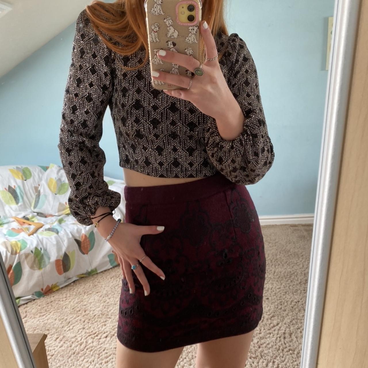 Burgundy skirt topshop best sale