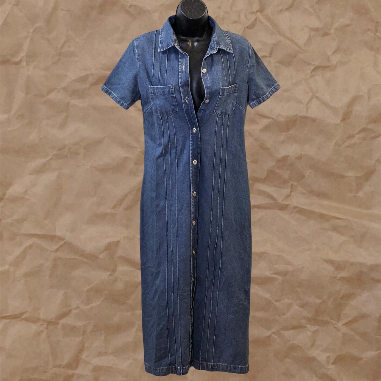 Vintage Denim Midi Pleated Detail Dress, Label:...