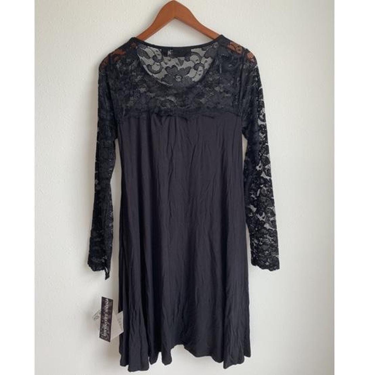 Nina Leonard Black Lace Dress with... - Depop