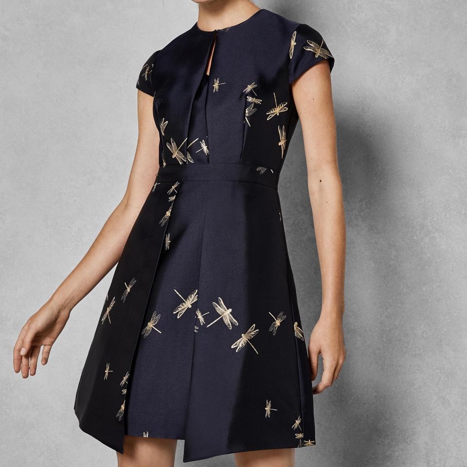 Ted baker navy hot sale and gold dress