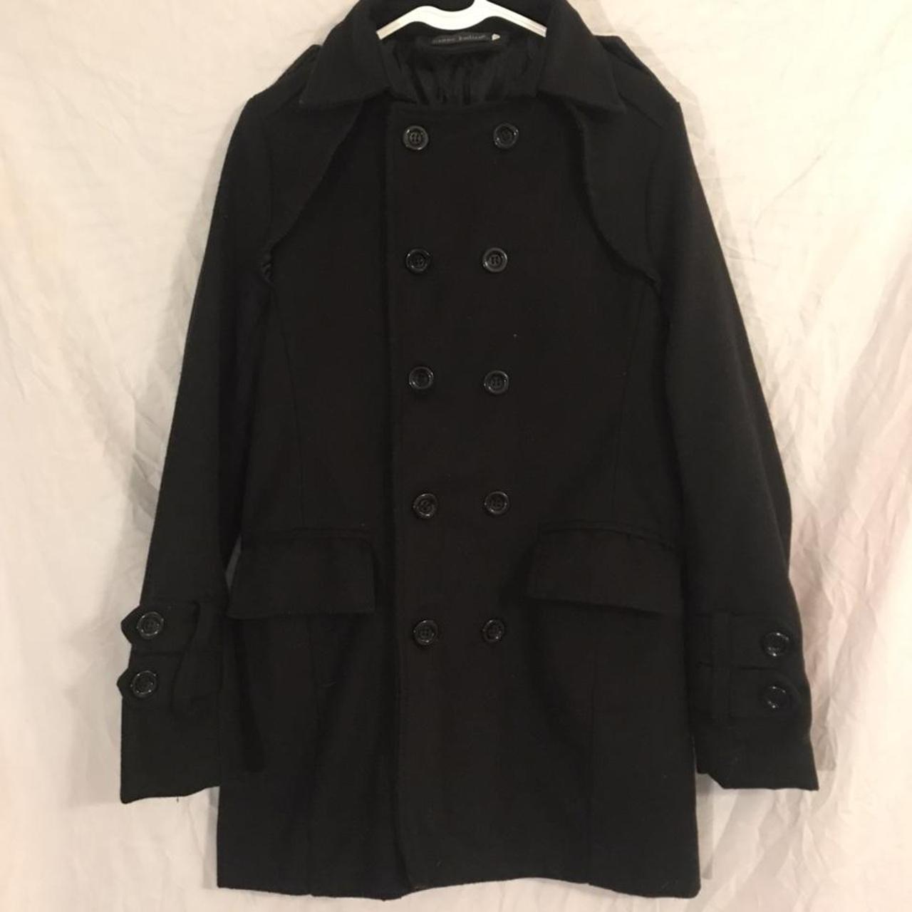 vintage 1980s genuo kudian brand black pea coat!... - Depop