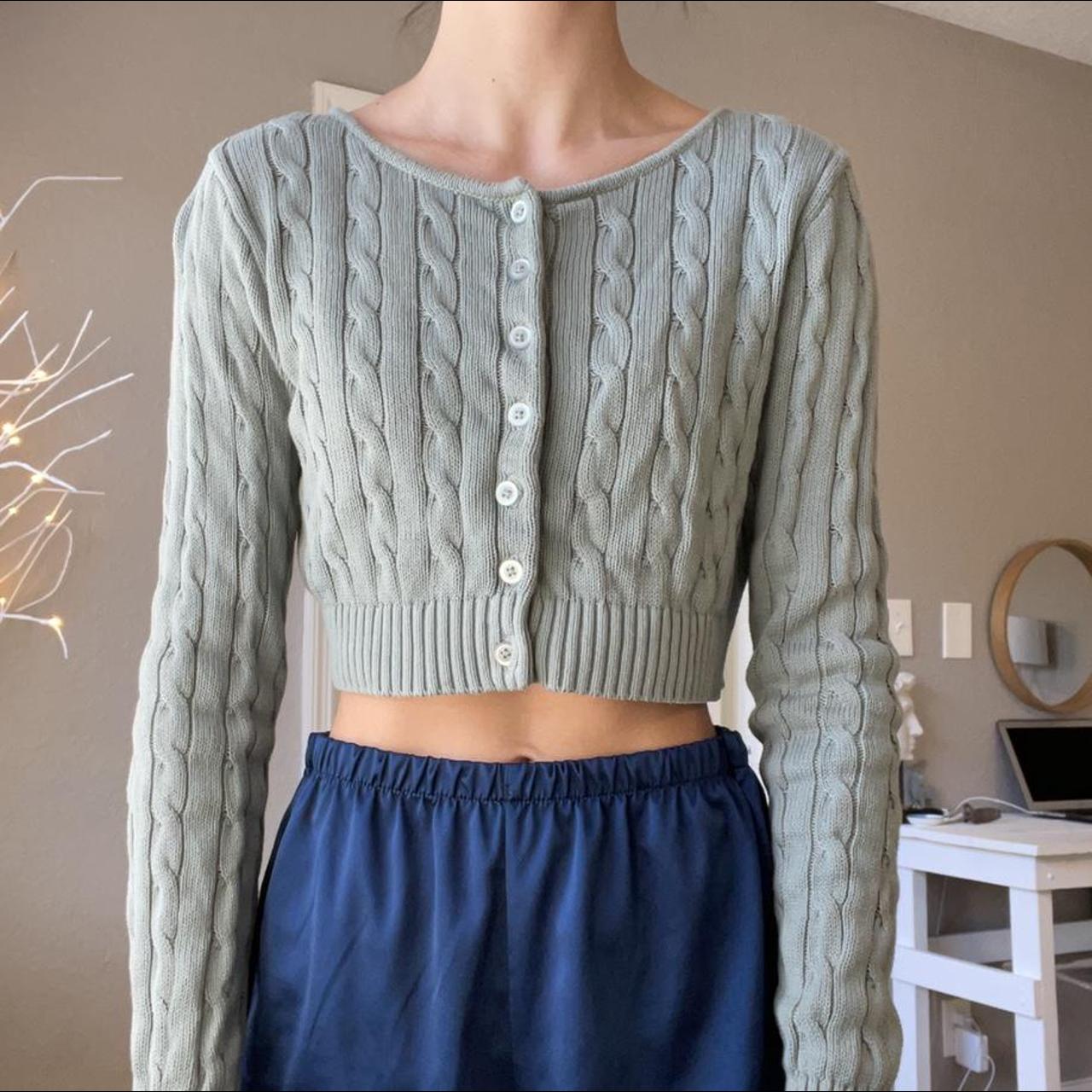 Brandy Melville Women's Green Cardigan Depop