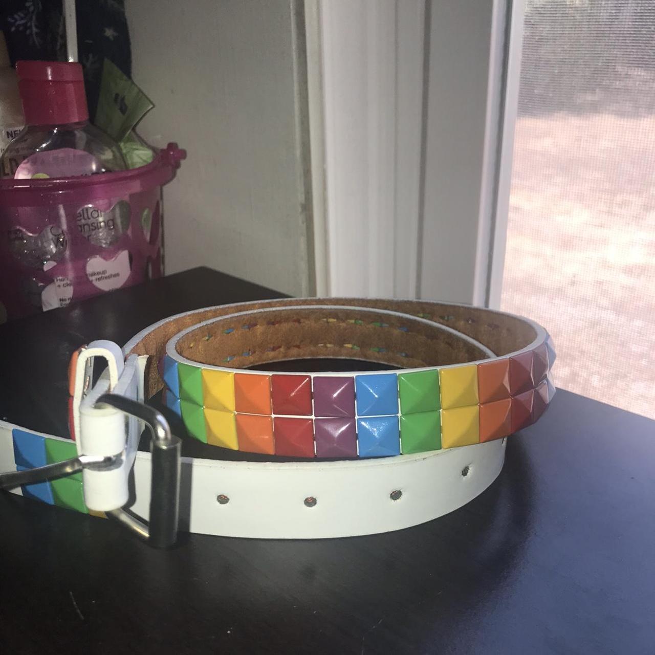 rainbow studded belt - fits 38” - 42” FREE SHIPPING... - Depop