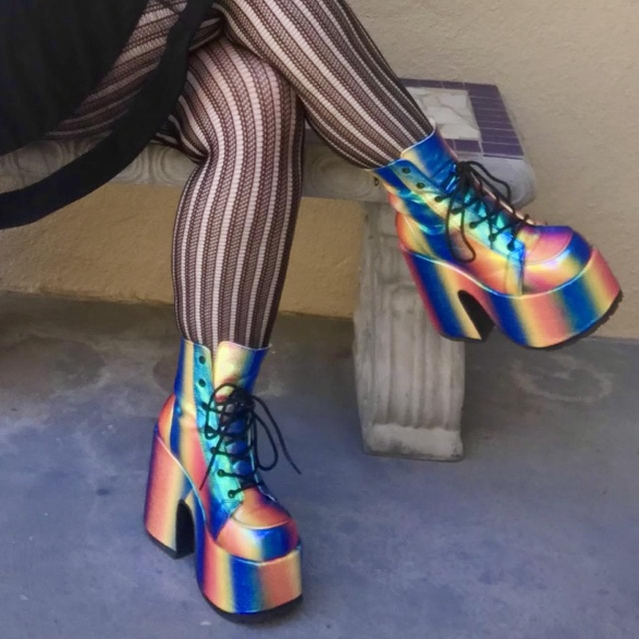 Demonia Rainbow Rave Royalty boots! Excellent... - Depop