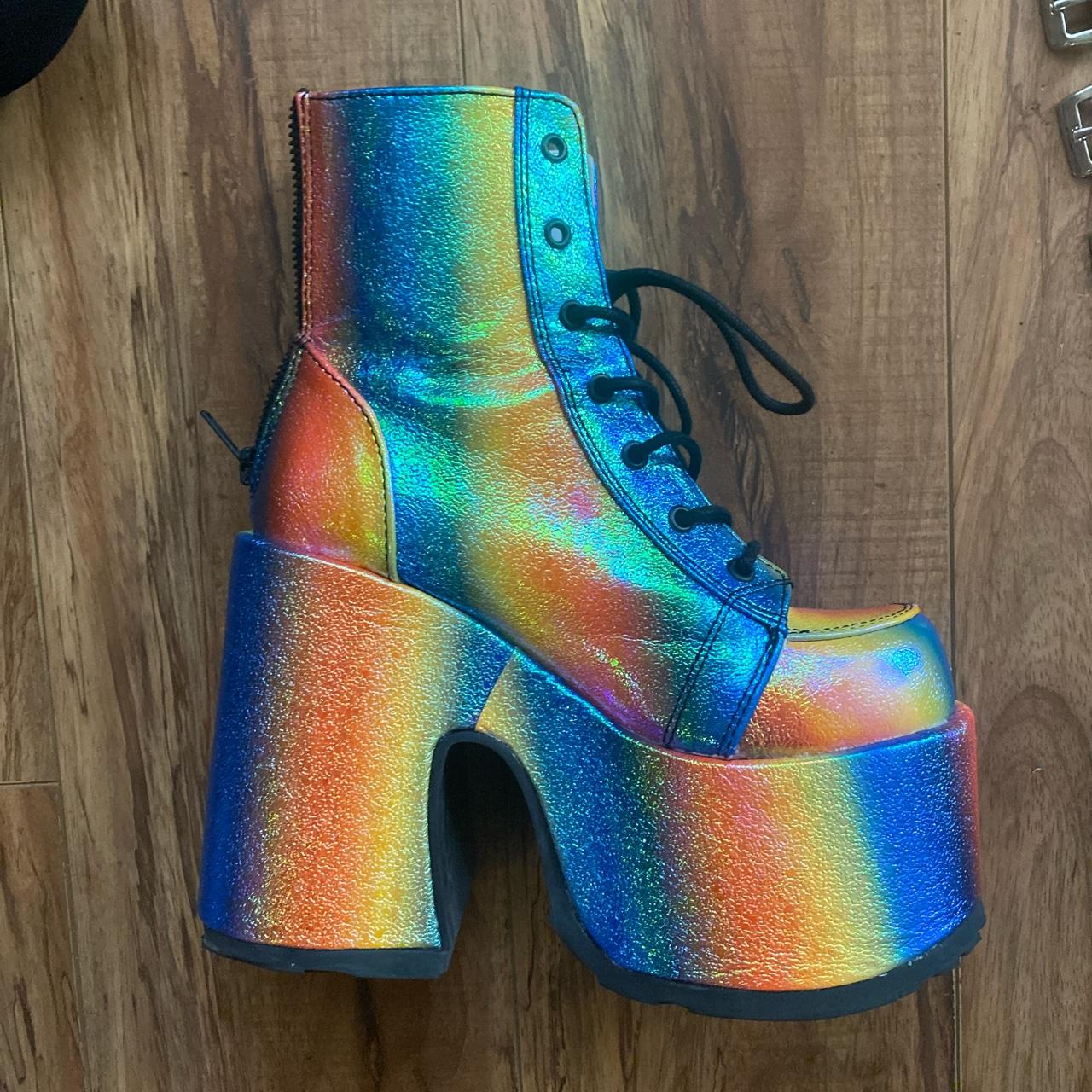 Demonia Rainbow Rave Royalty boots! Excellent... - Depop