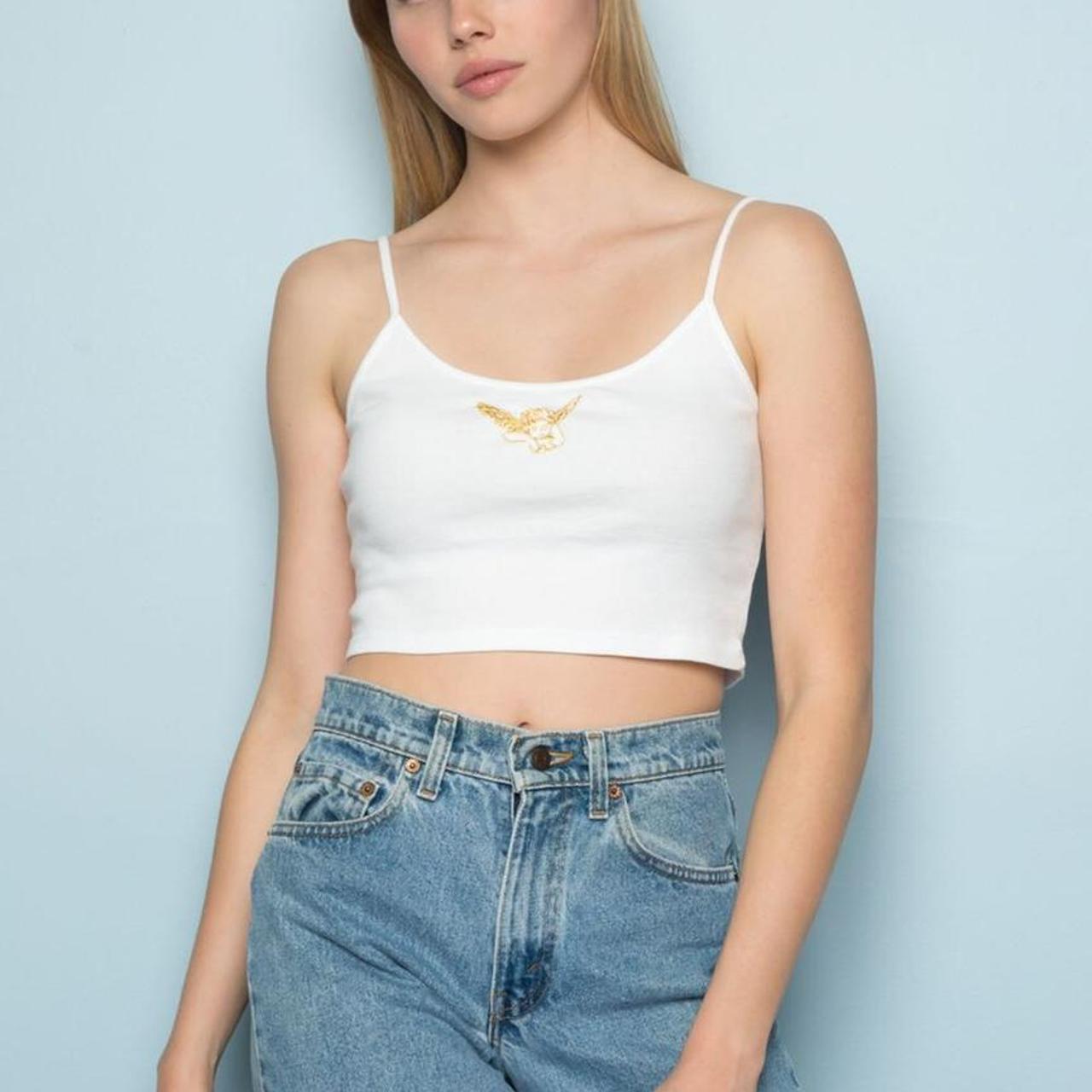 Brandy Melville Skylar Angel Tank Top👼🏻Gold Cherub... Depop