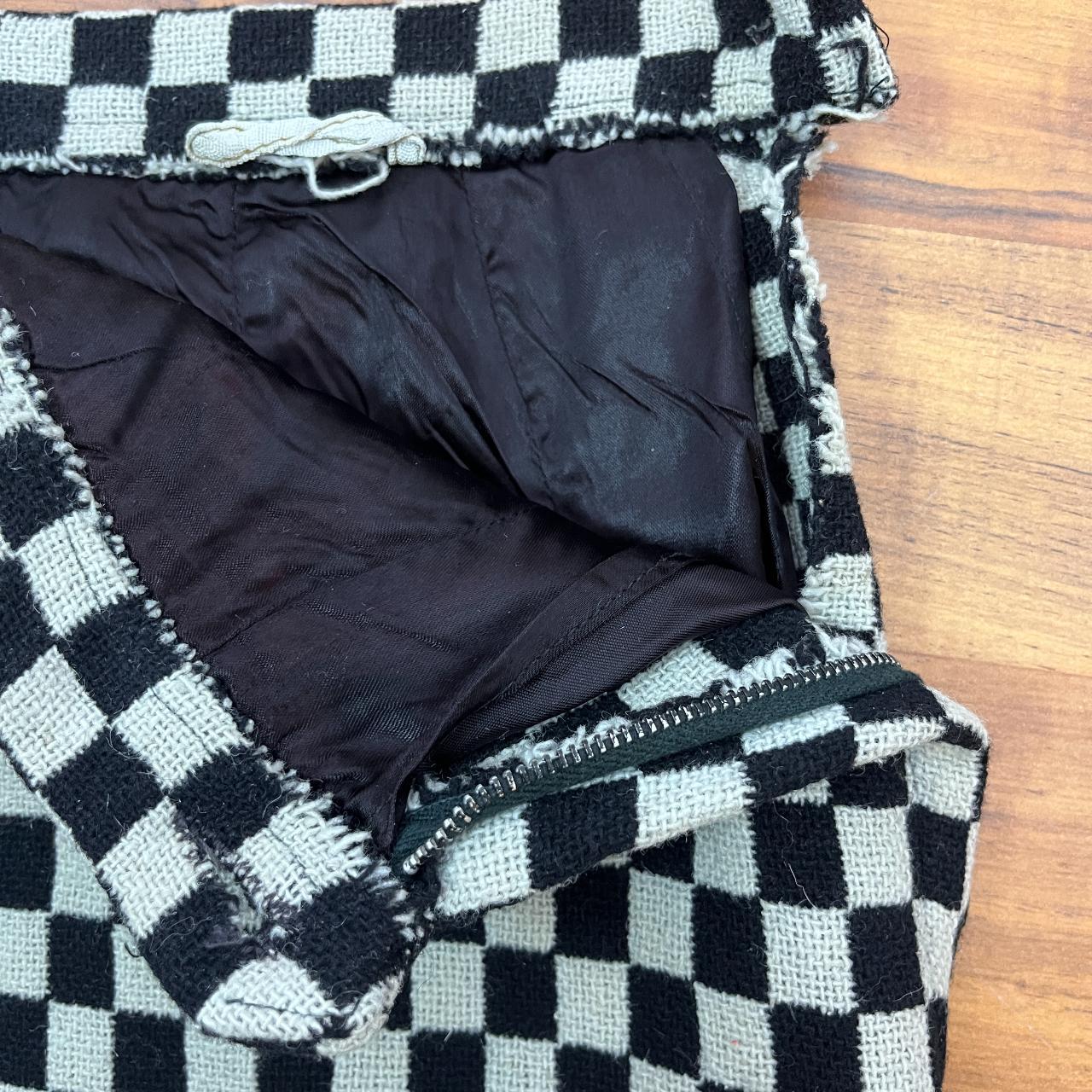 1960's vintage black and white checkered mini skirt.... - Depop