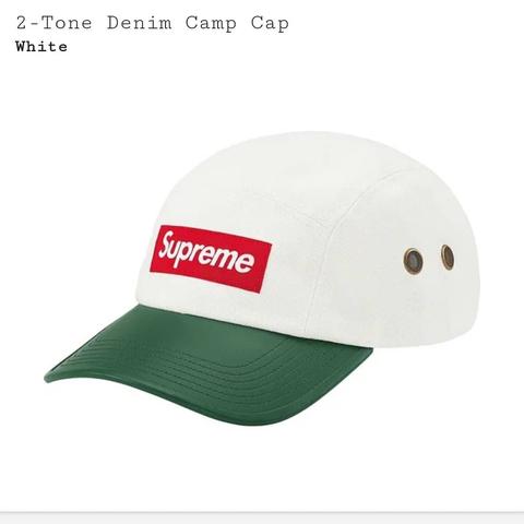 Supreme 2-Tone Denim Camp Cap. Red, white, green... - Depop