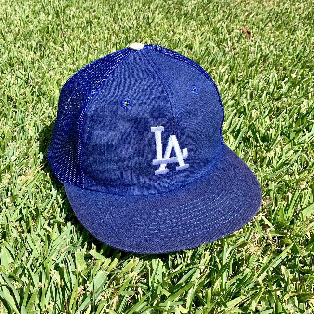 Vintage Rare LA Dodgers MLB Baseball Blue Trucker Mesh Hat Cap