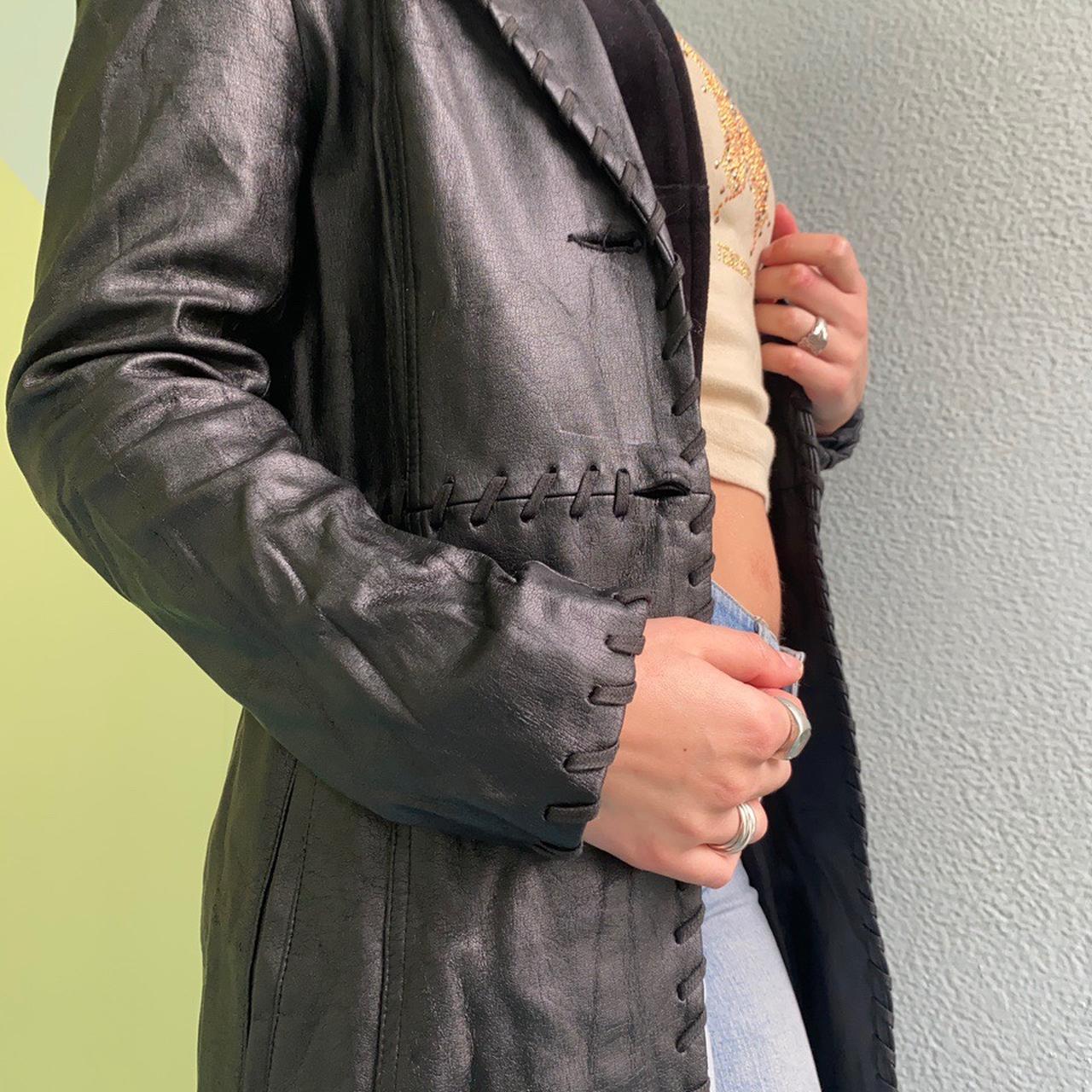 Vintage pvc faux leather jacket / trench coat, so... Depop