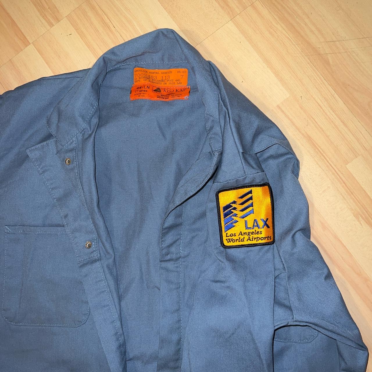 XL Blue Coveralls with LAX patch Depop