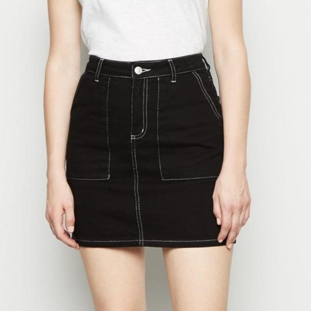 Black denim mini skirt clearance new look