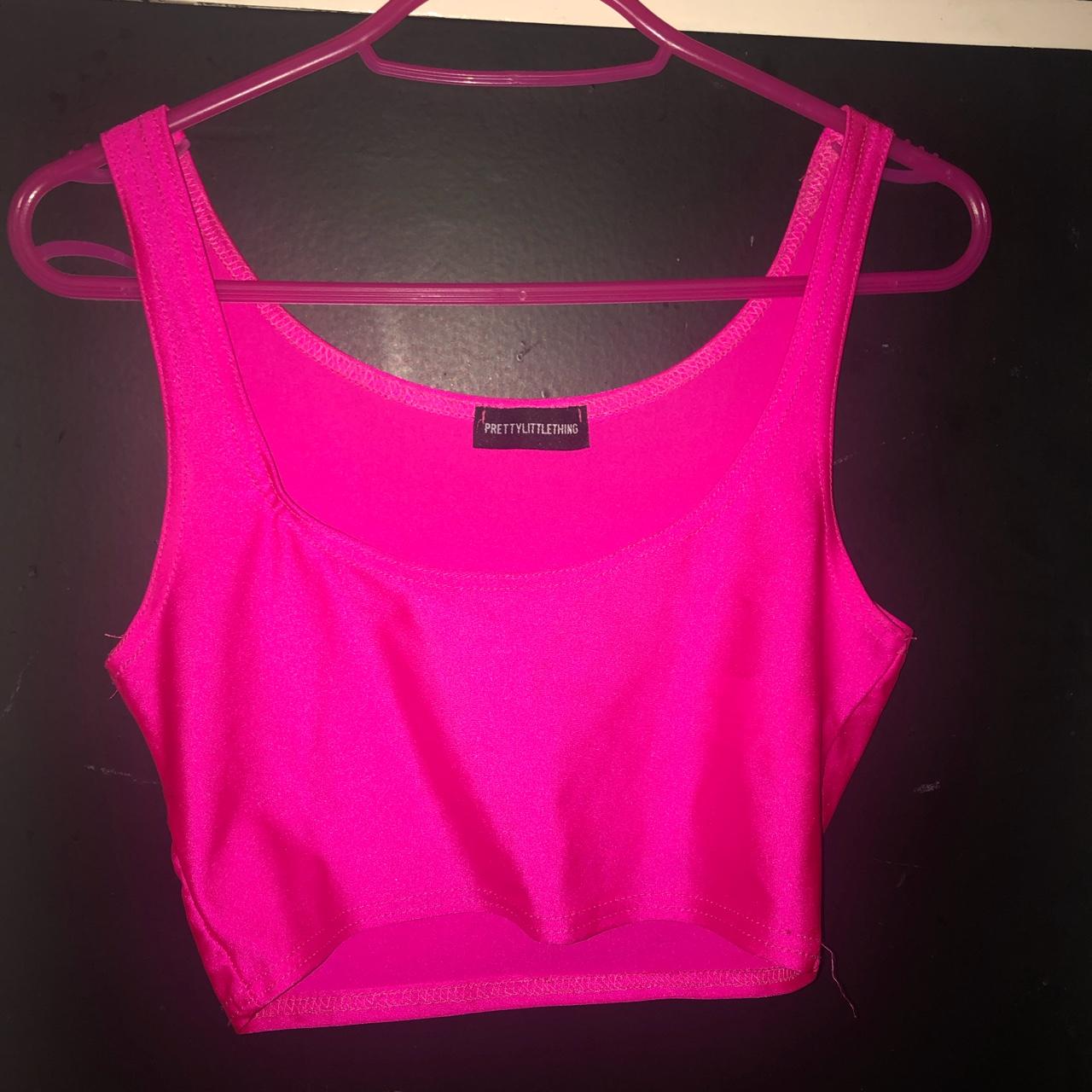 PrettyLittleThing Women's Pink Crop-top | Depop