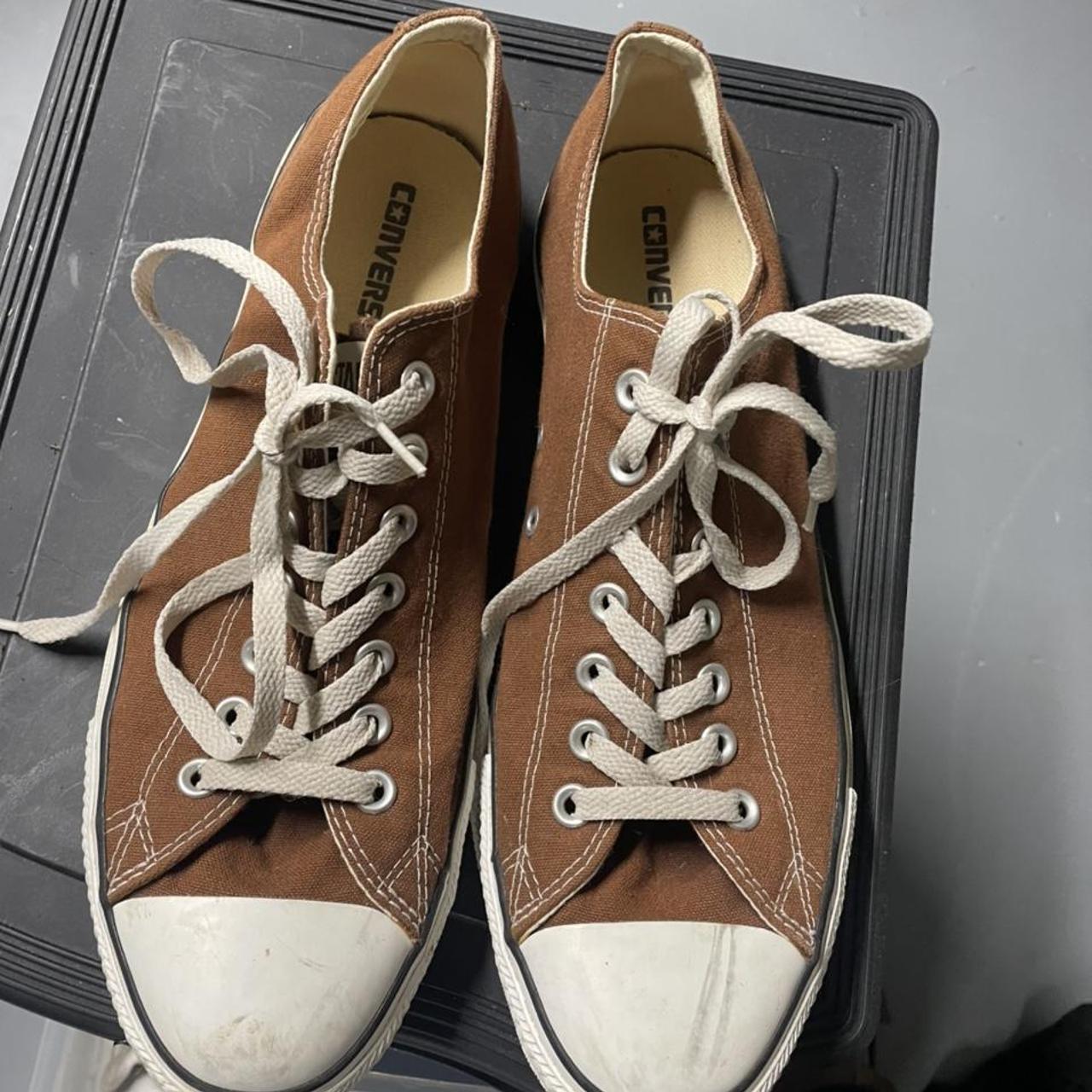 early 2000s brown low top converse, tagged size 11.... - Depop