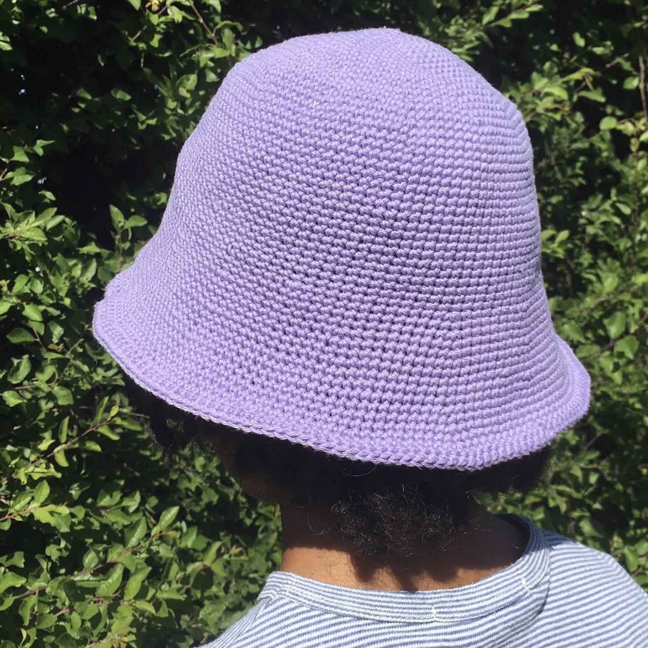 purple crochet bucket hat