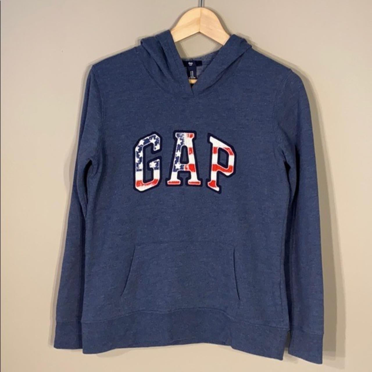 GAP Stars & Stripes Appliqué Logo Hoodie... - Depop