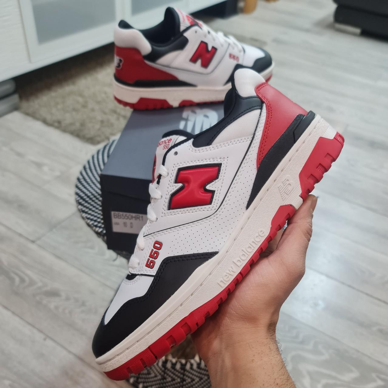 New Balance 550 White Team Red UK9.5 UK11.5 Brand... - Depop