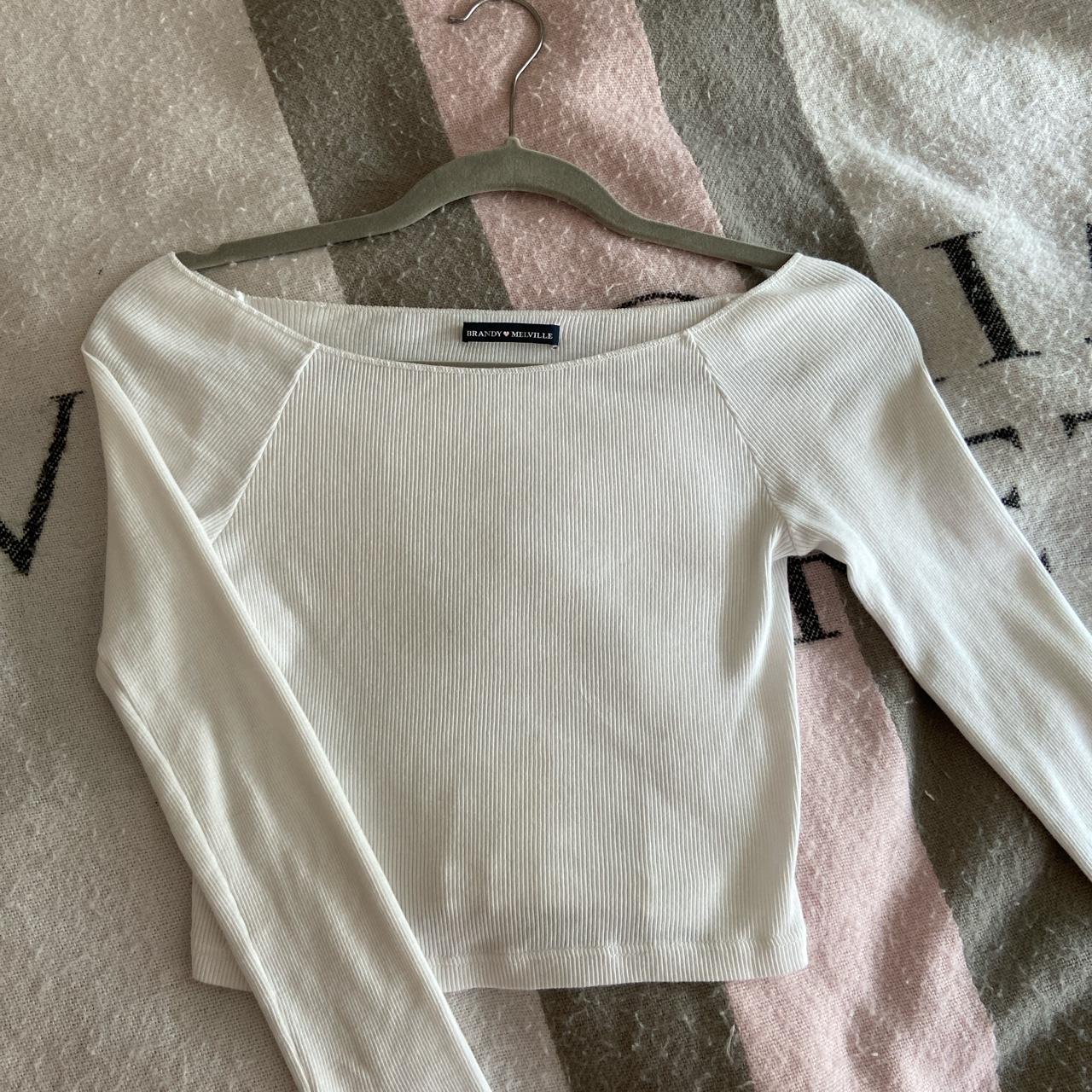 BRANDY MELVILLE off the shoulder white long sleeve... Depop