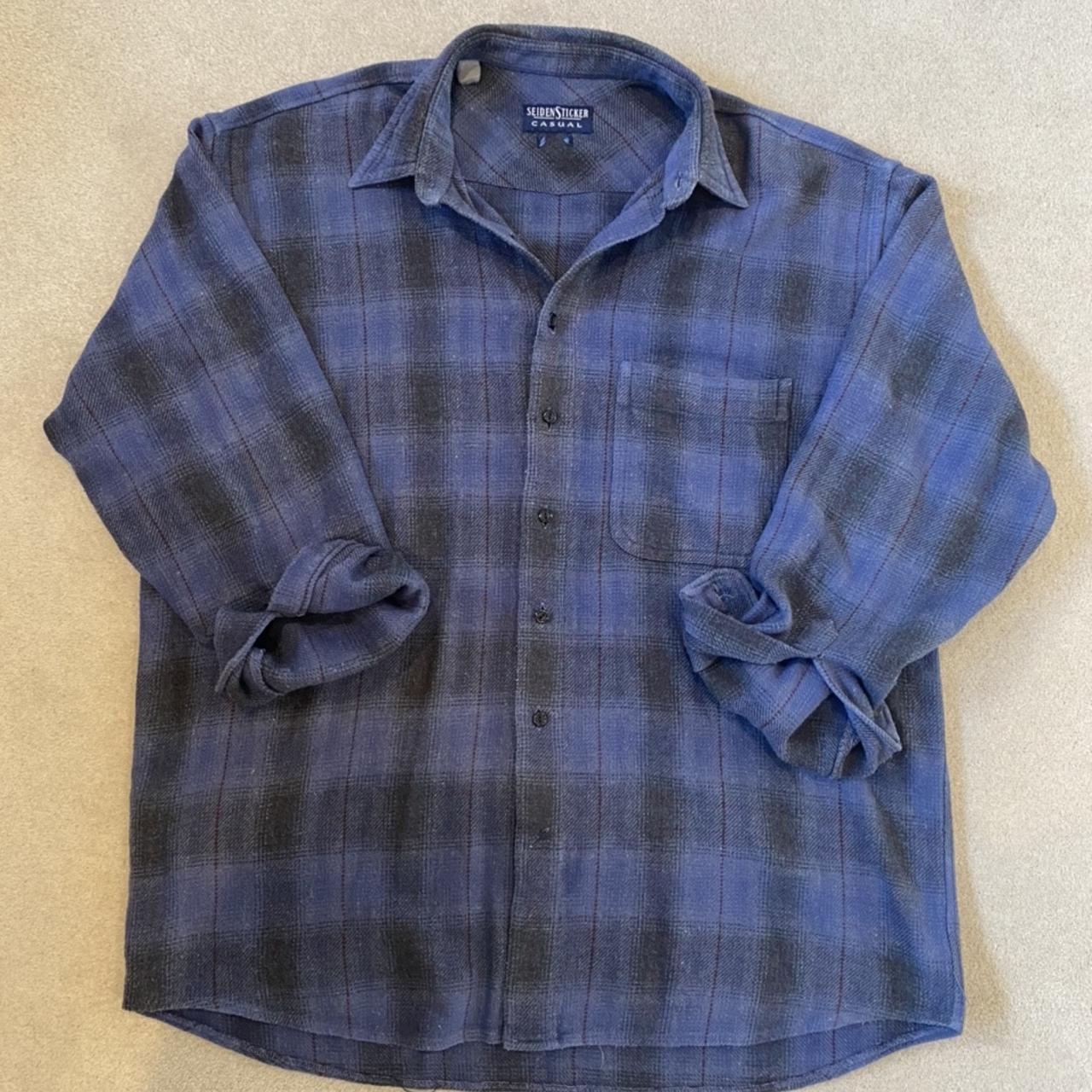 Vintage oversized men’s shirt. Size X Large. Blue... - Depop