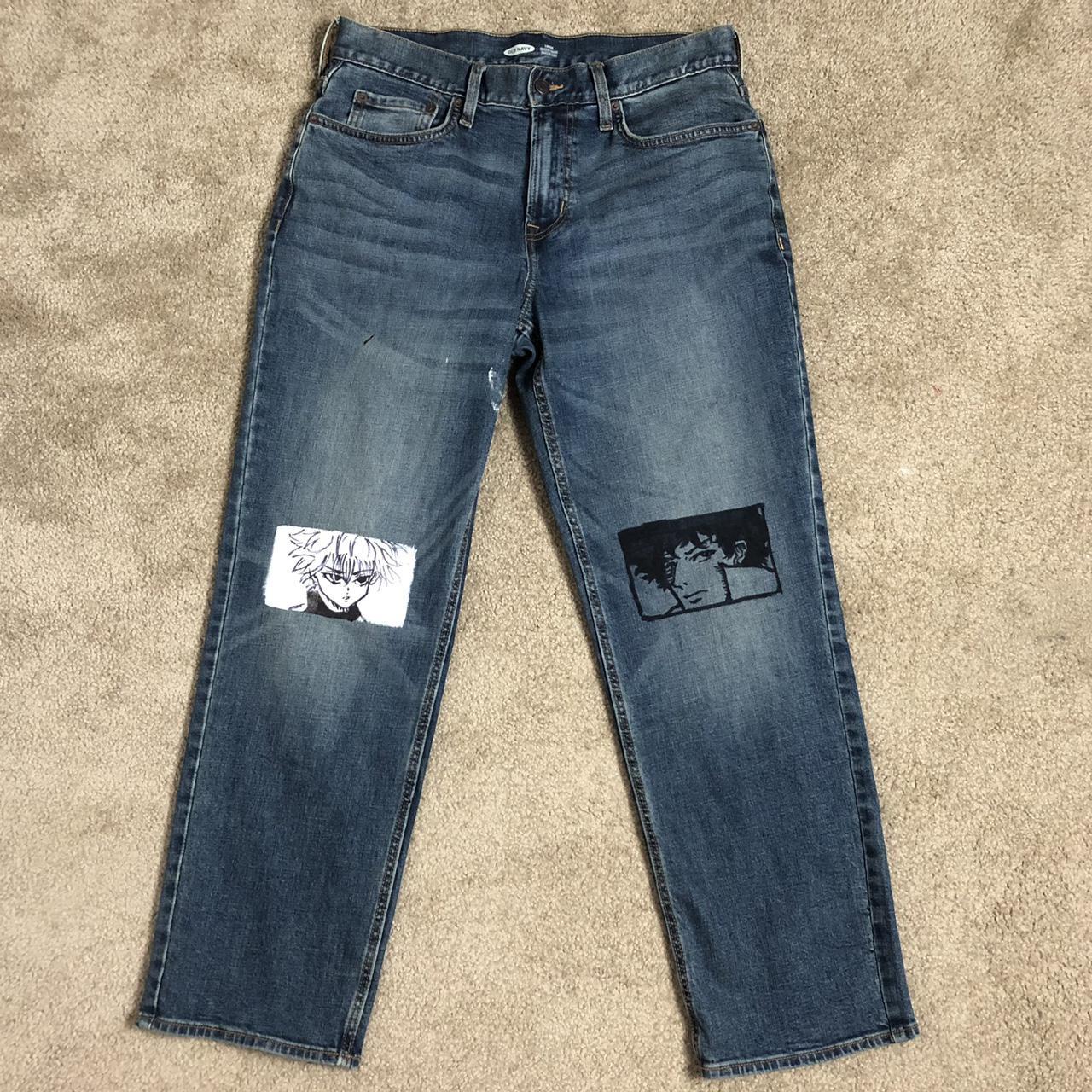 🗾HAND PAINTED ANIME JEANS🗾 These 34x32 jeans are... Depop