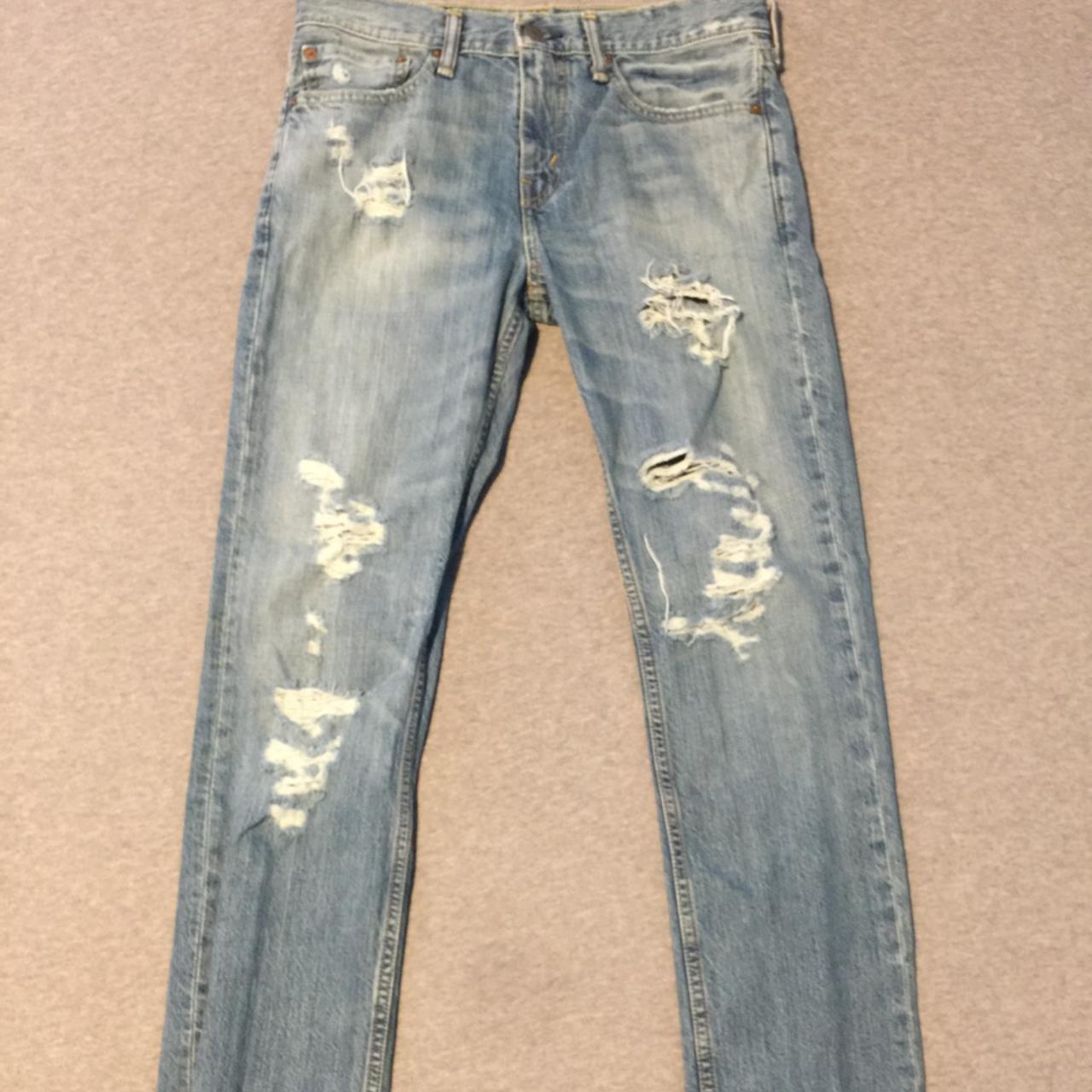 Blue Ripped Levi Jeans Size 31 x 32 Very good... - Depop