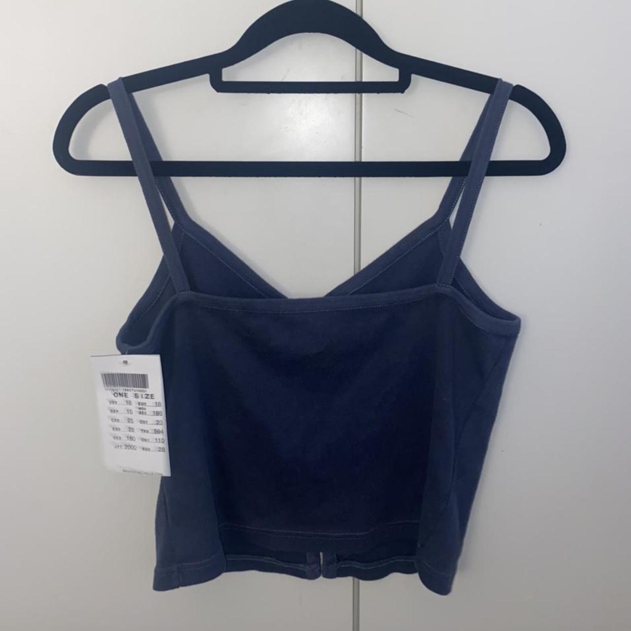 Brandy Melville navy button up cropped cami top... - Depop