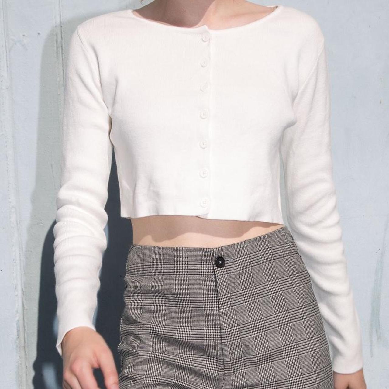 brandy melville white cropped cardigan
