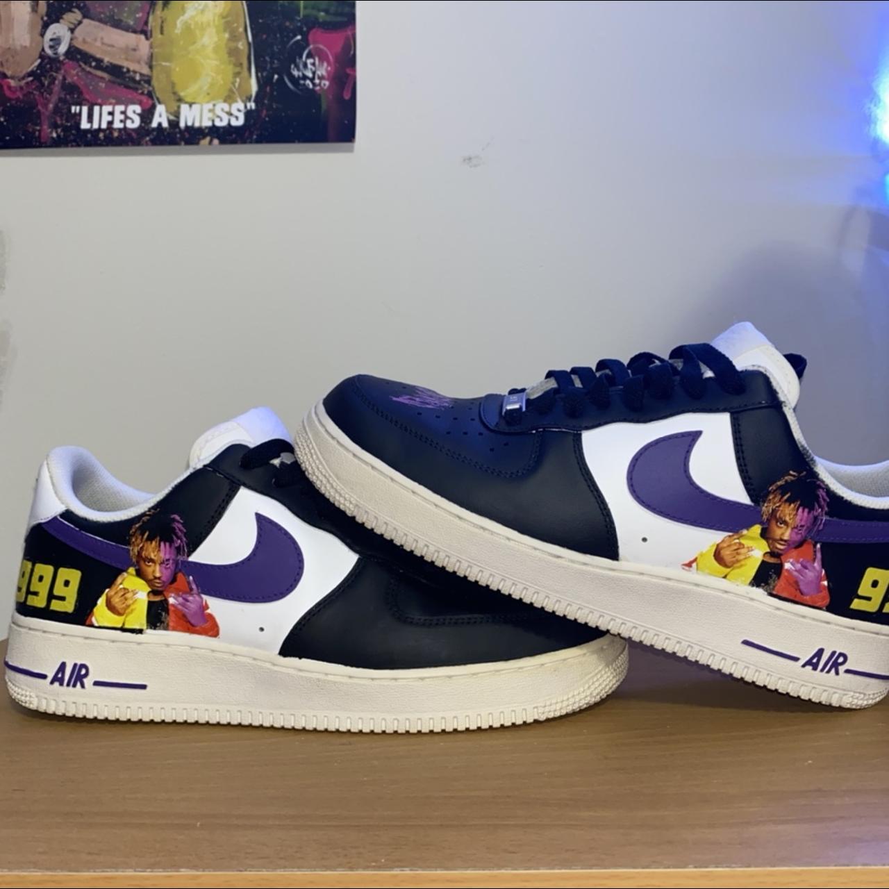 Nike airforce 1 customs Juice wrld airforce Black - Depop