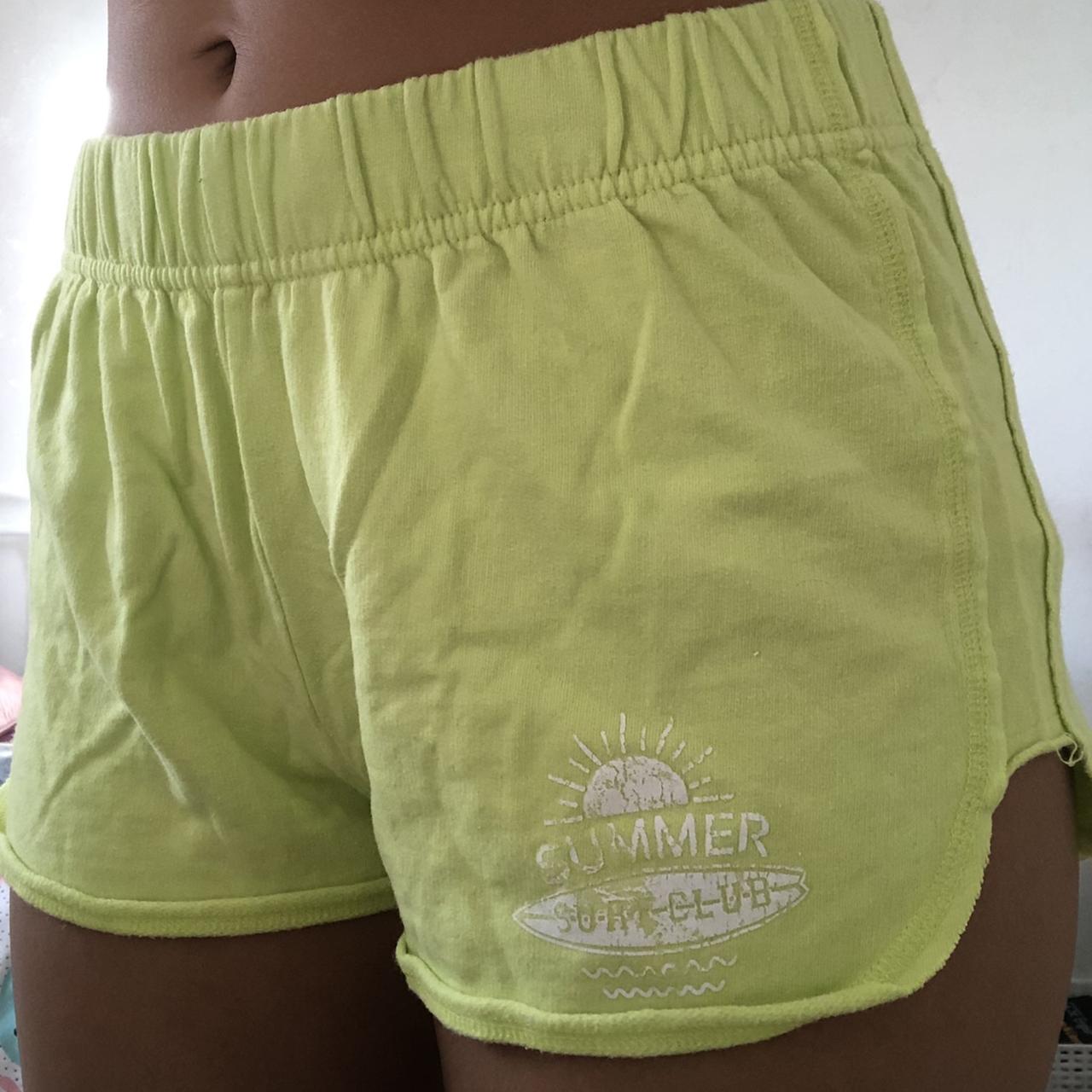 Women's Green and White Shorts Depop