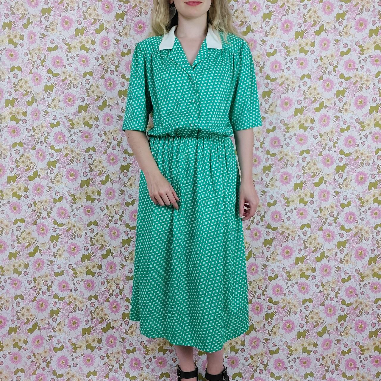 women-s-green-and-white-dress-depop