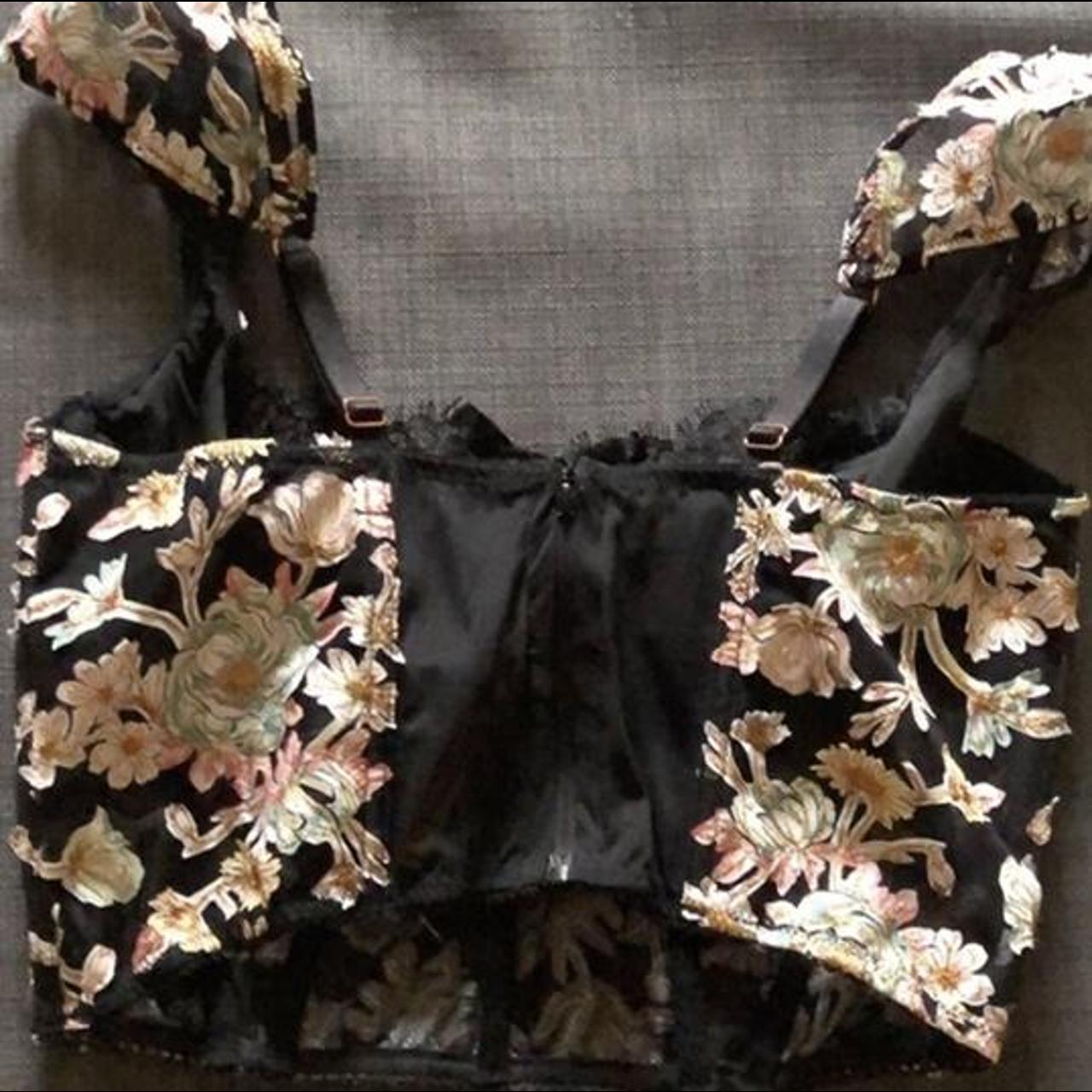 Victoria’s secret black floral corset top/ bustier... Depop