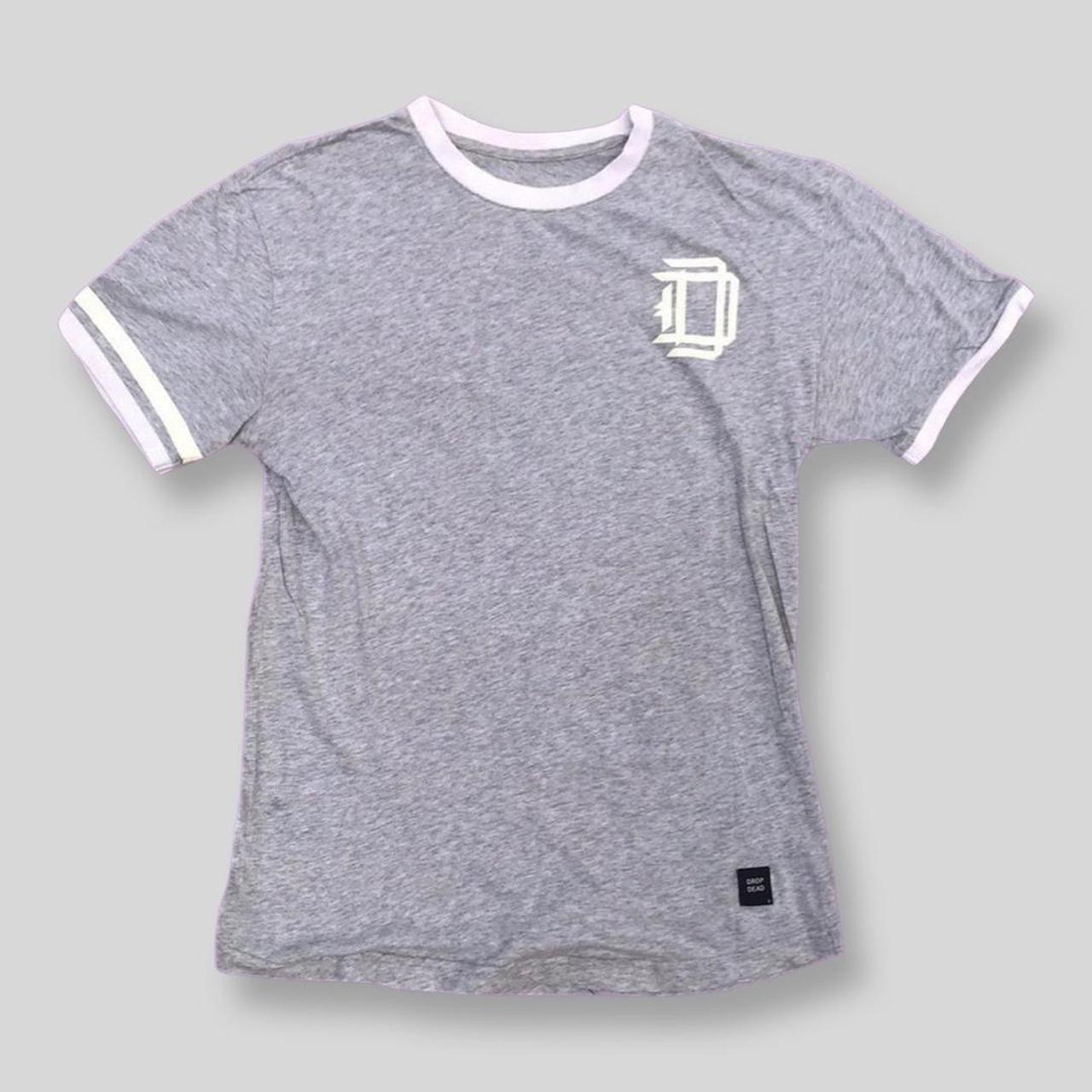 Dropdead Men's Grey and White T-shirt (2)