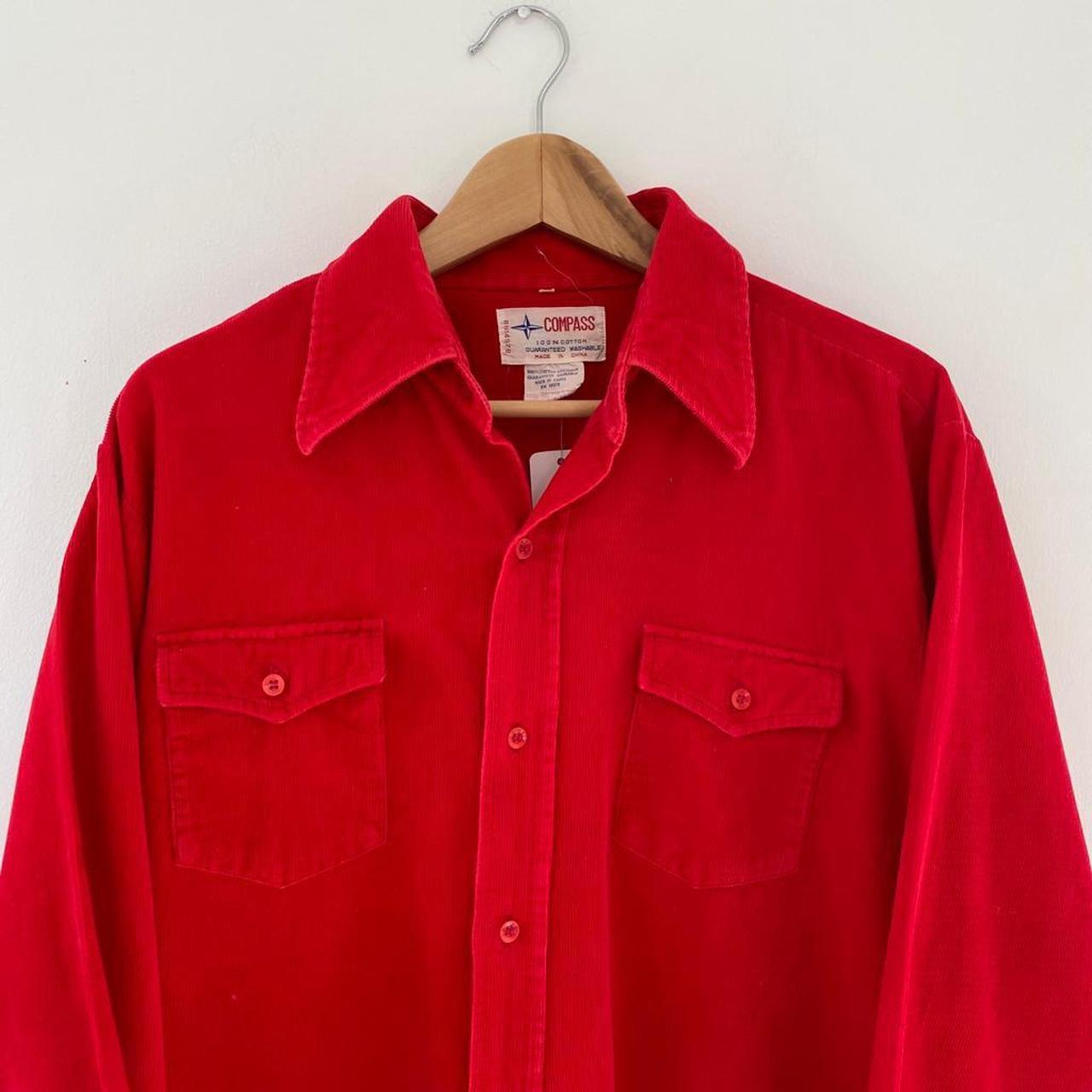 Vintage mens corduroy shirt. Red cord button up... - Depop