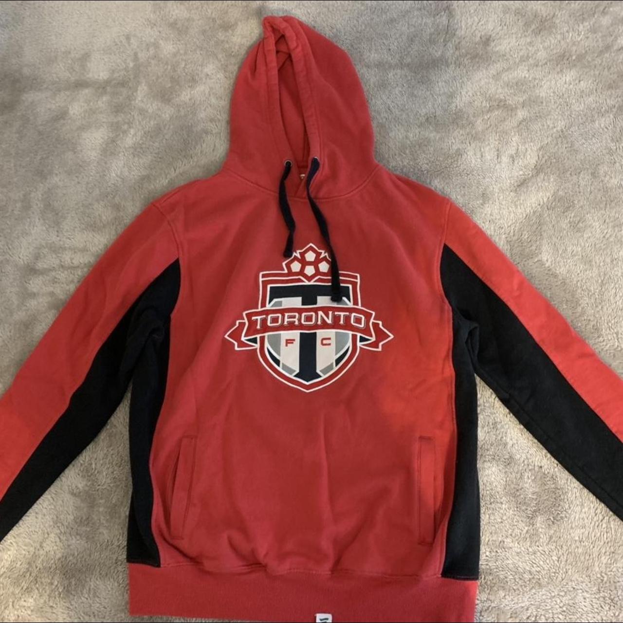 Fanatics Men's Black and Red Hoodie | Depop